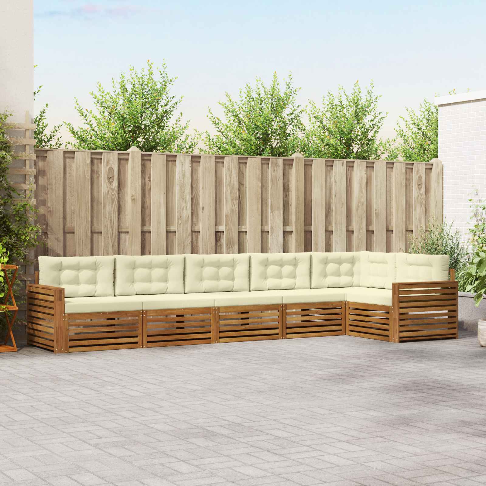Buiten bankenset met kussen 6 pcs Natuurlijk en Crème is nu te koop bij PeponiXL, paradijselijk wonen!