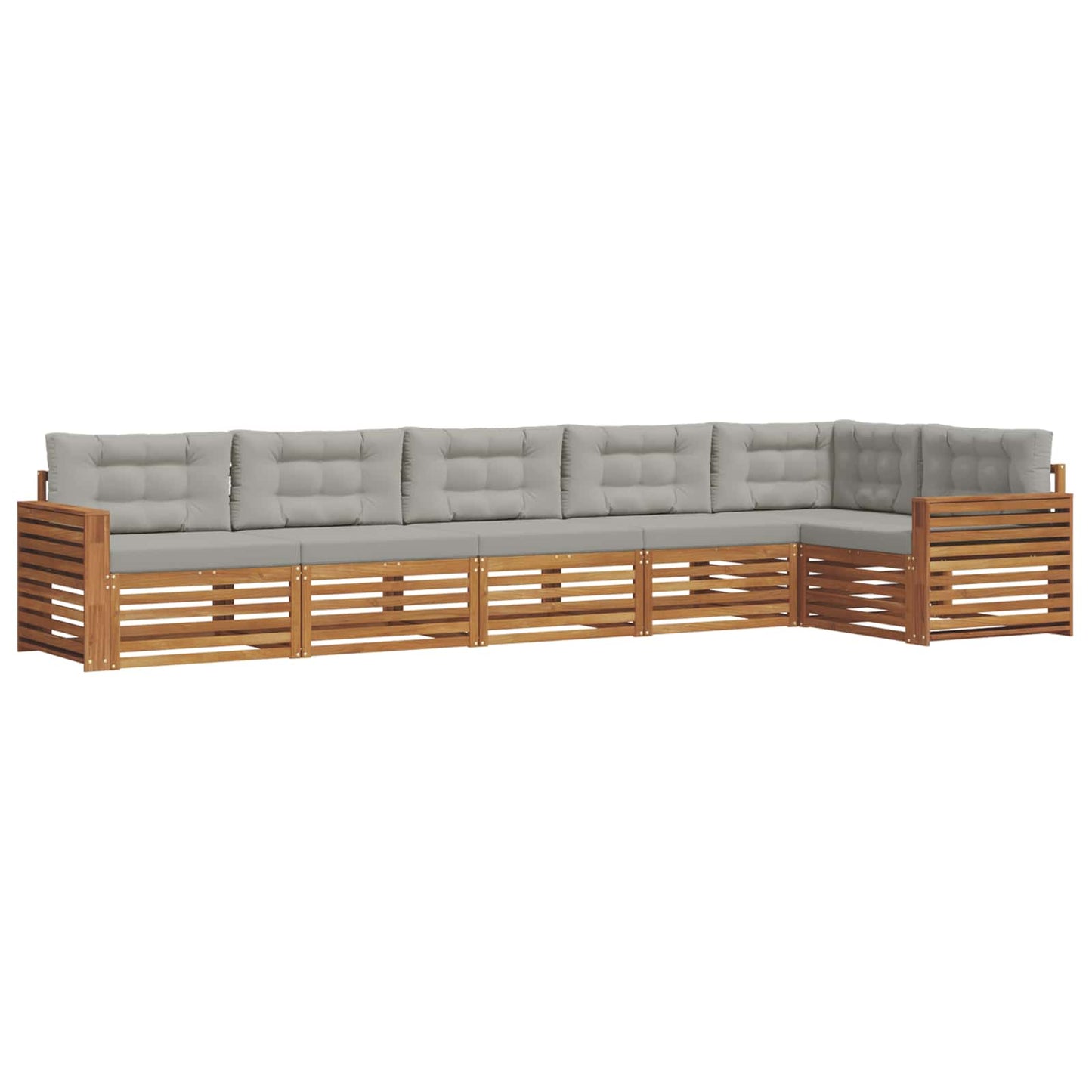 Buiten bankenset met kussen 6 pcs Natuurlijk en Lichtgrijs is nu te koop bij PeponiXL, paradijselijk wonen!