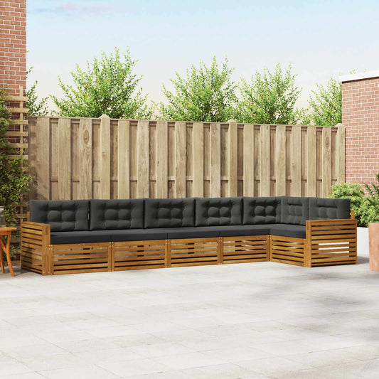 Buiten bankenset met kussen 6 pcs Natuurlijk en Antraciet is nu te koop bij PeponiXL, paradijselijk wonen!