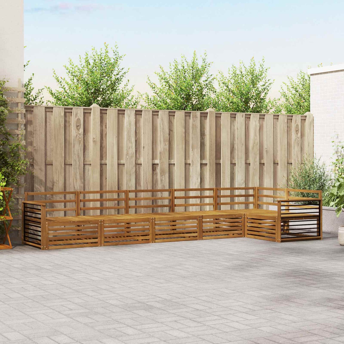 Buiten bankenset 6 pcs Naturel Massief Acaciahout is nu te koop bij PeponiXL, paradijselijk wonen!