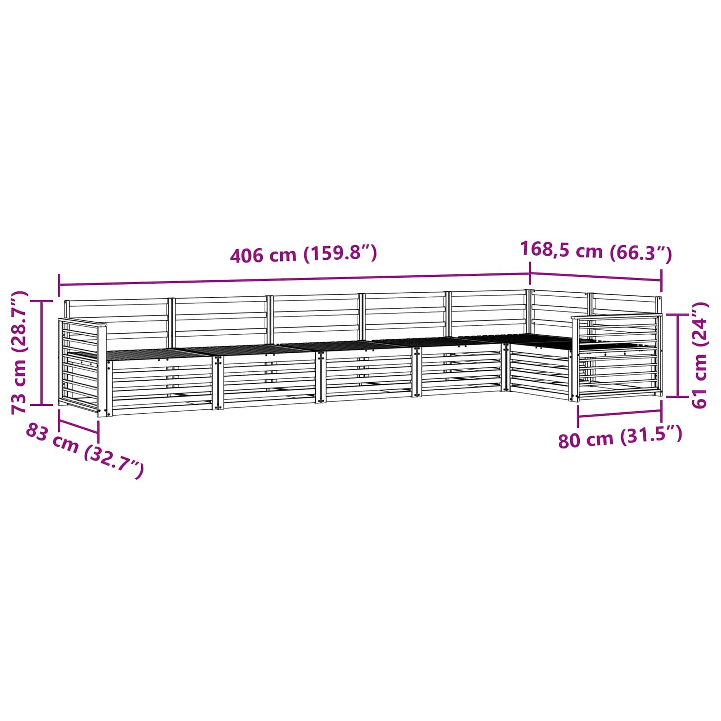 Buiten bankenset 6 pcs Naturel Massief Acaciahout is nu te koop bij PeponiXL, paradijselijk wonen!