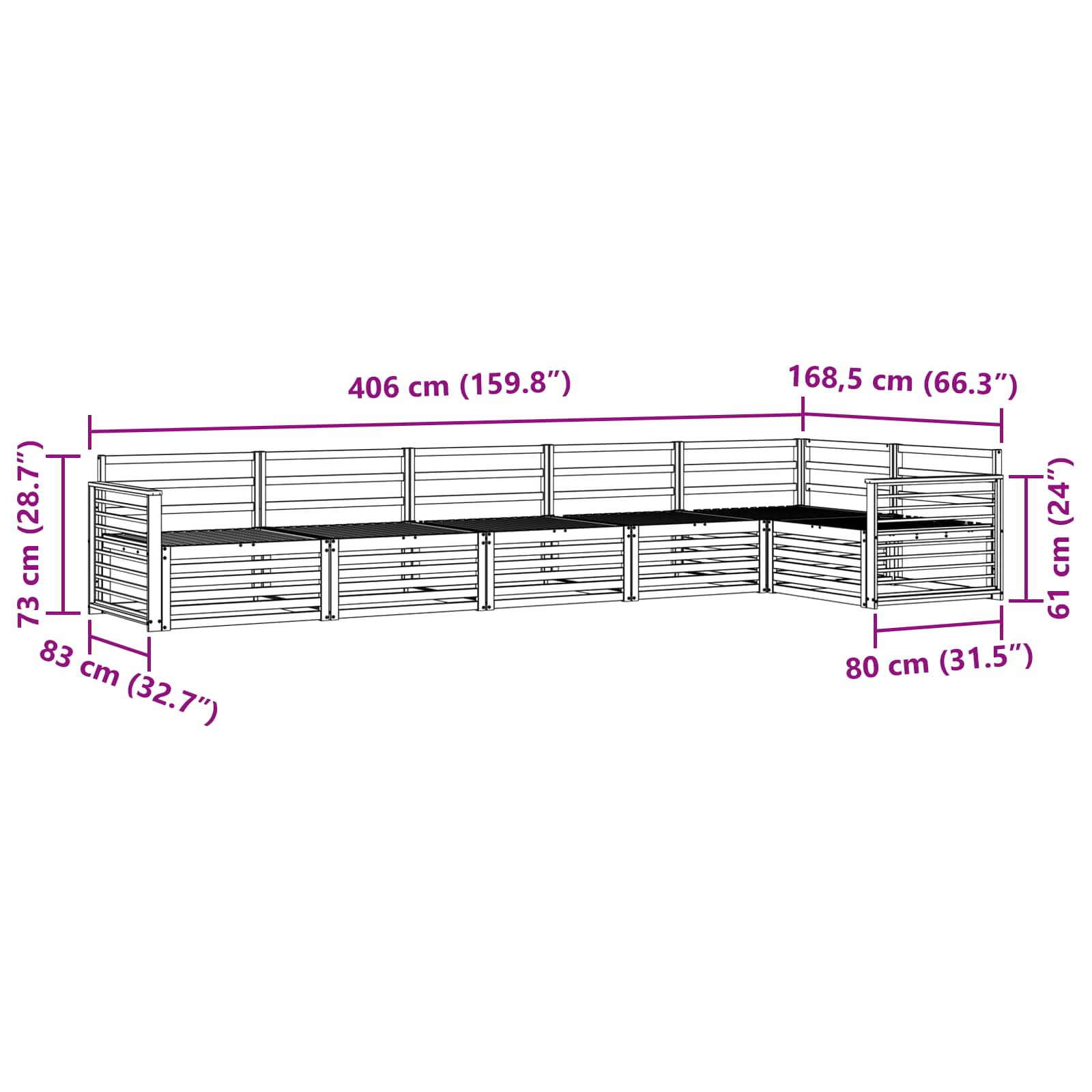 Buiten bankenset 6 pcs Naturel Massief Acaciahout is nu te koop bij PeponiXL, paradijselijk wonen!