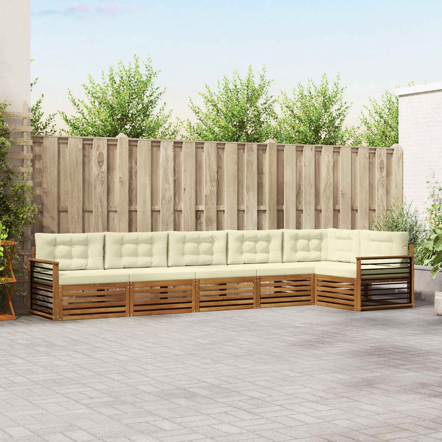 Buiten bankenset met kussen 6 pcs Natuurlijk en Crème is nu te koop bij PeponiXL, paradijselijk wonen!
