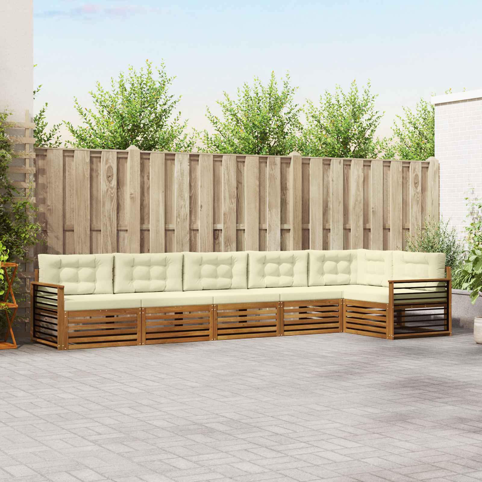 Buiten bankenset met kussen 6 pcs Natuurlijk en Crème is nu te koop bij PeponiXL, paradijselijk wonen!