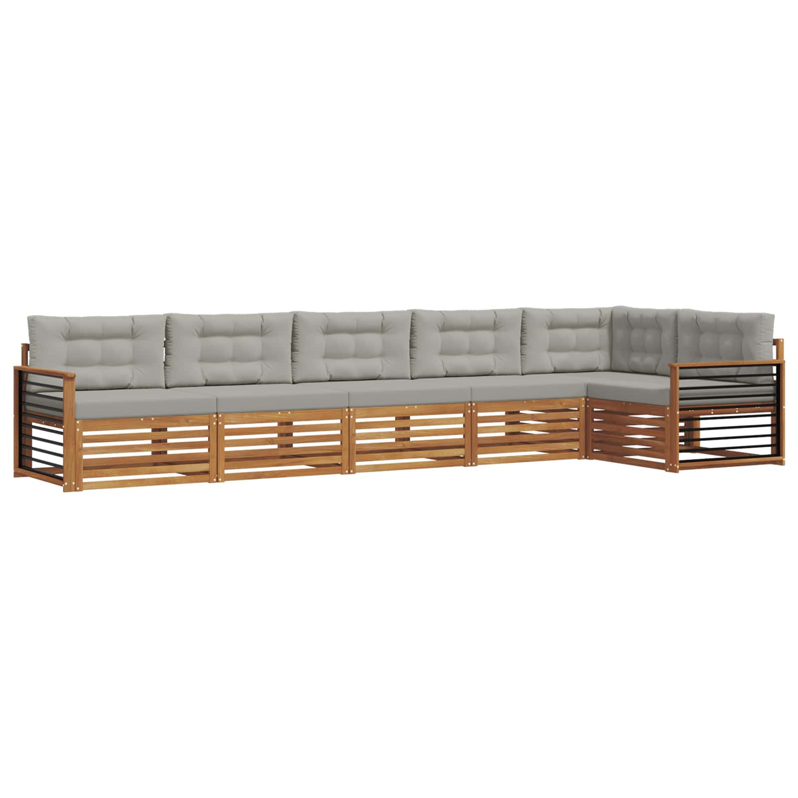 Buiten bankenset met kussen 6 pcs Natuurlijk en Lichtgrijs is nu te koop bij PeponiXL, paradijselijk wonen!