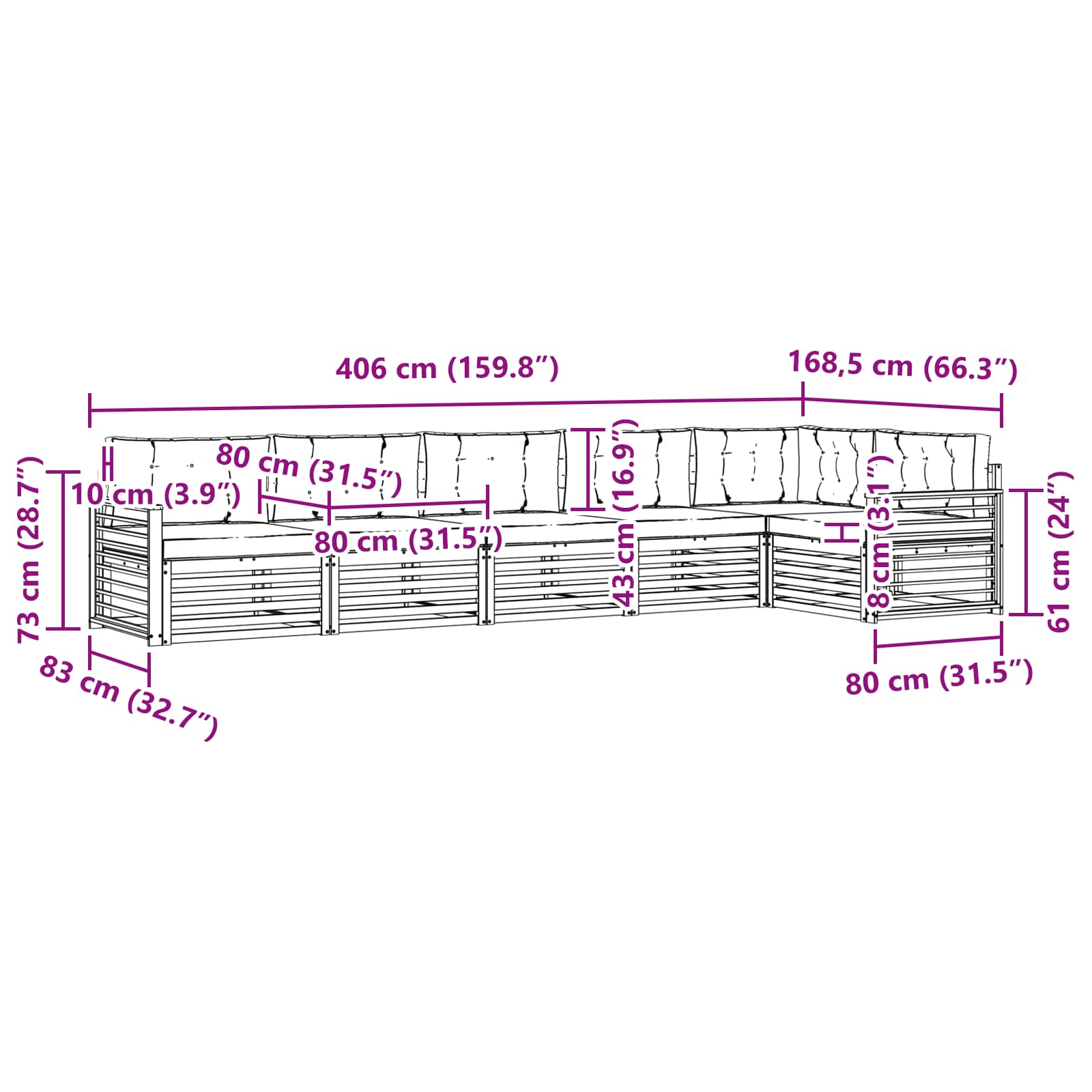 Buiten bankenset met kussen 6 pcs Natuurlijk en Lichtgrijs is nu te koop bij PeponiXL, paradijselijk wonen!