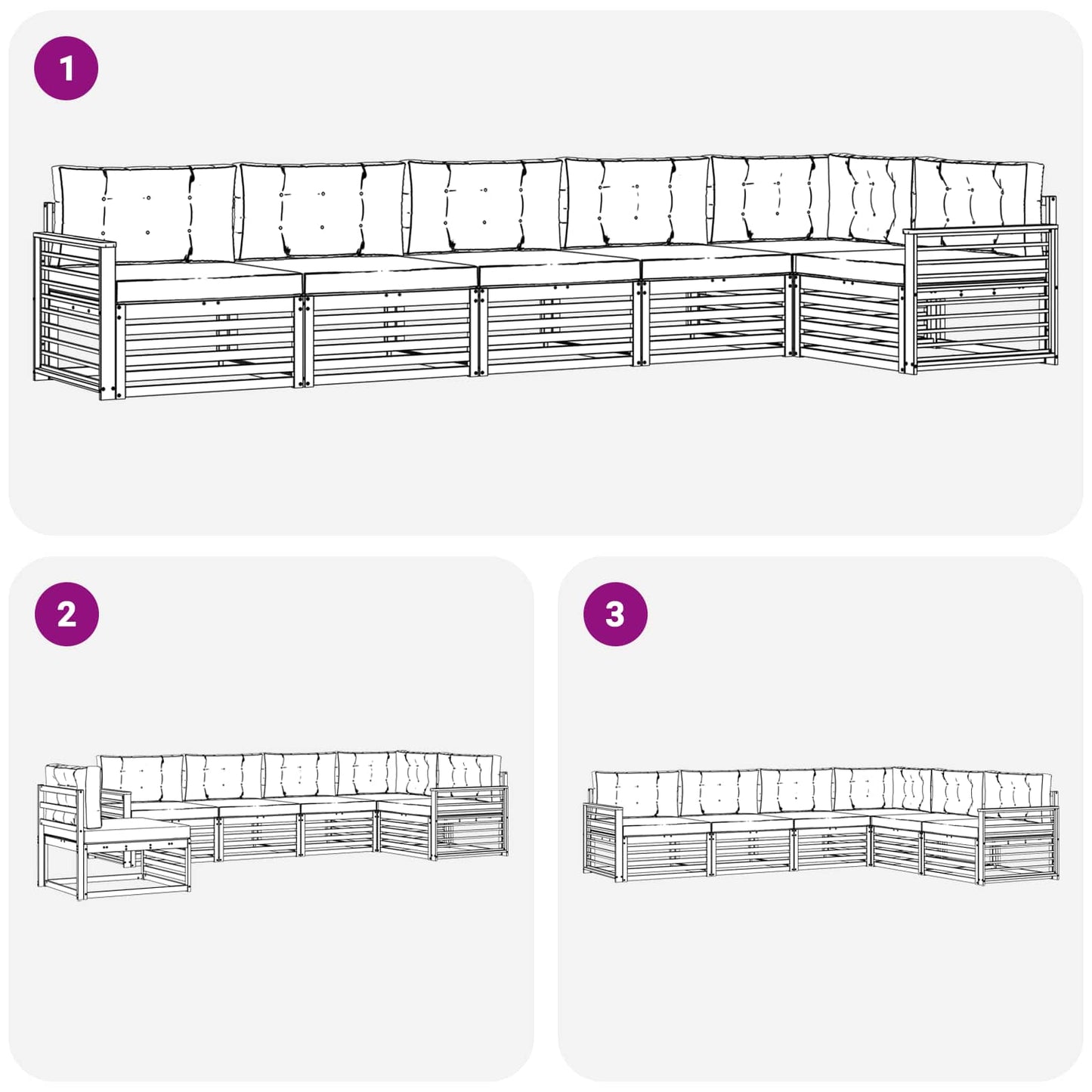 Buiten bankenset met kussen 6 pcs Natuurlijk en Lichtgrijs is nu te koop bij PeponiXL, paradijselijk wonen!