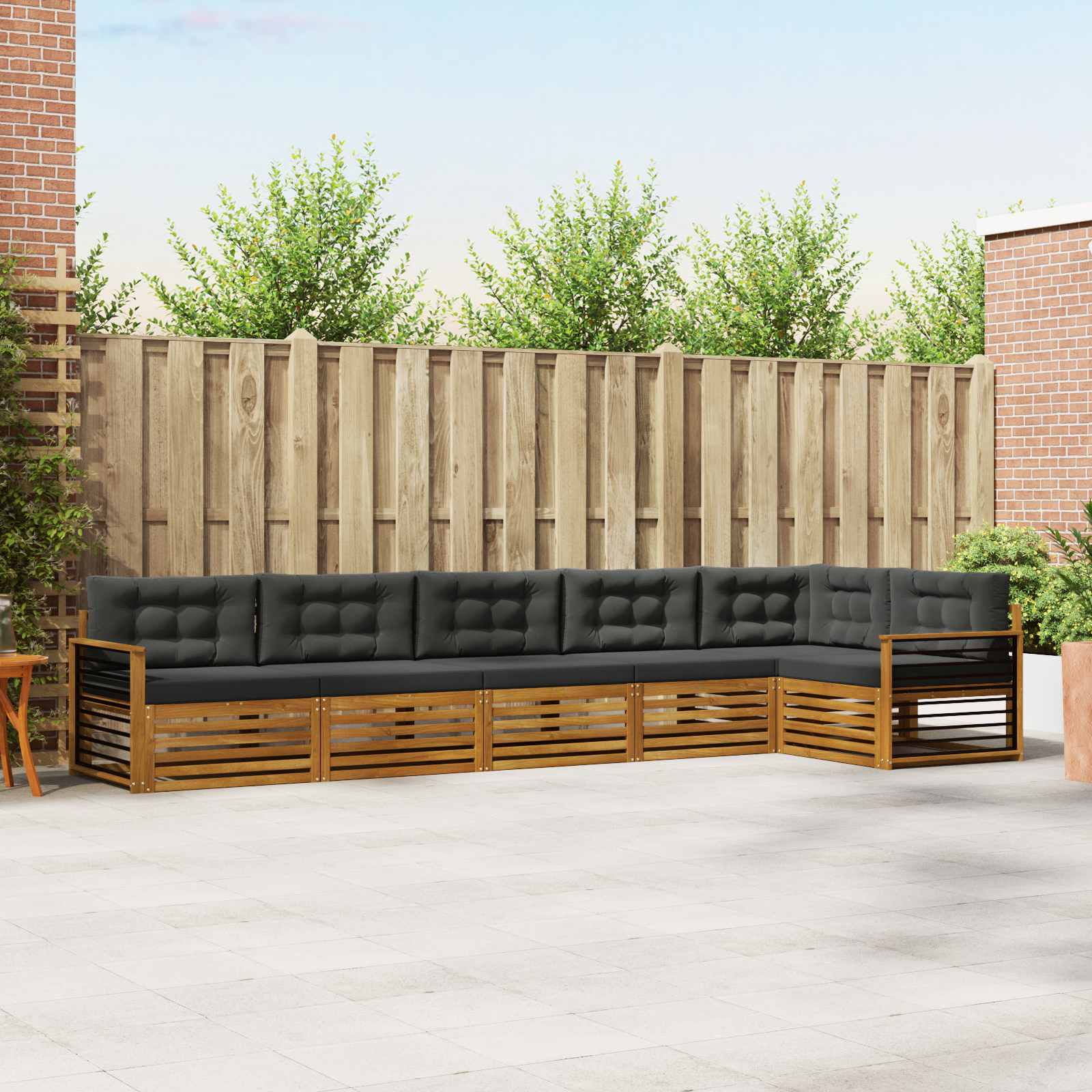 Buiten bankenset met kussen 6 pcs Natuurlijk en Antraciet is nu te koop bij PeponiXL, paradijselijk wonen!