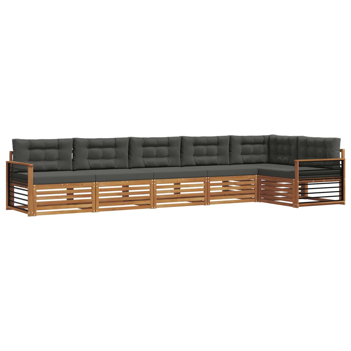 Buiten bankenset met kussen 6 pcs Natuurlijk en Antraciet is nu te koop bij PeponiXL, paradijselijk wonen!