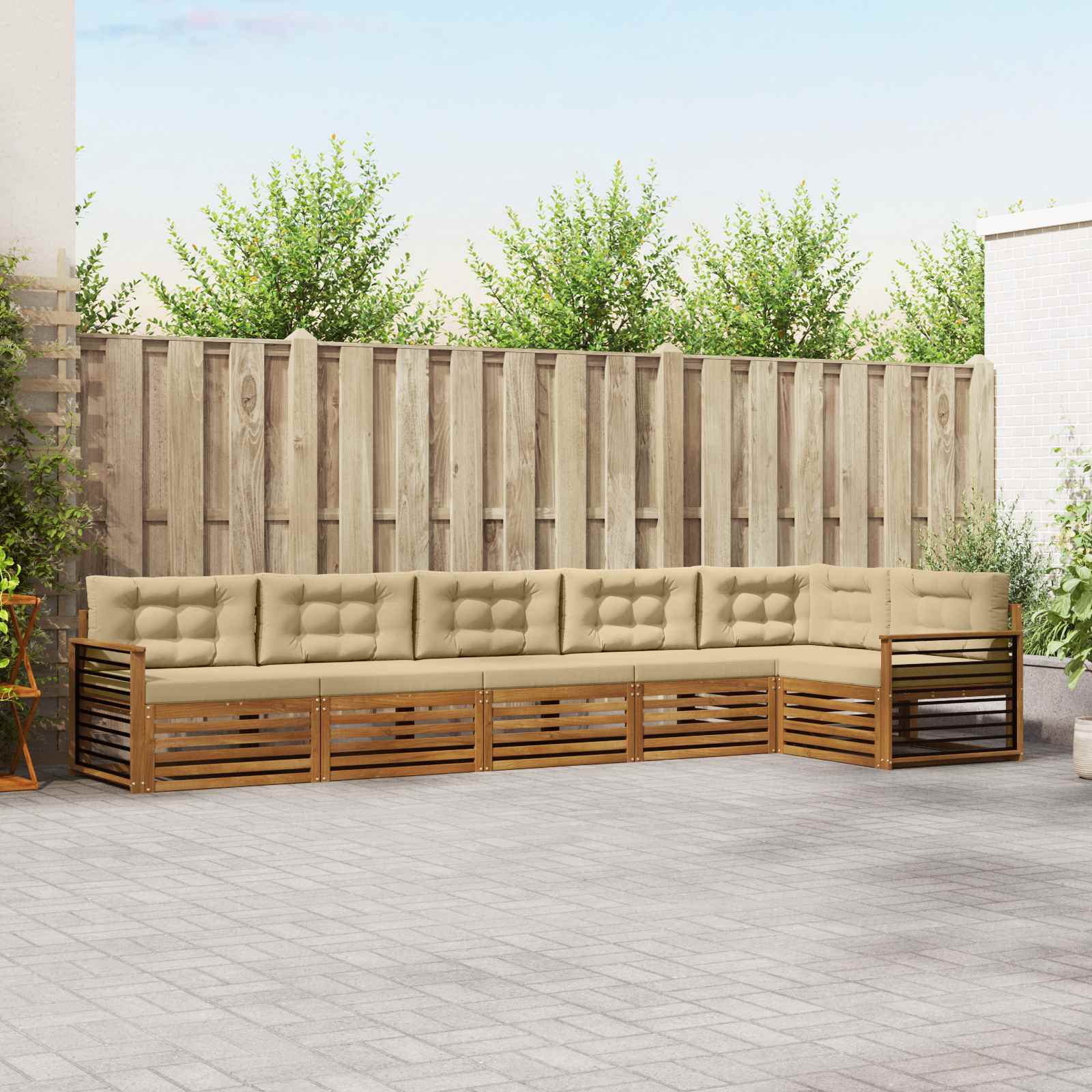 Buiten bankenset met kussen 6 pcs Natuurlijk en Beige is nu te koop bij PeponiXL, paradijselijk wonen!