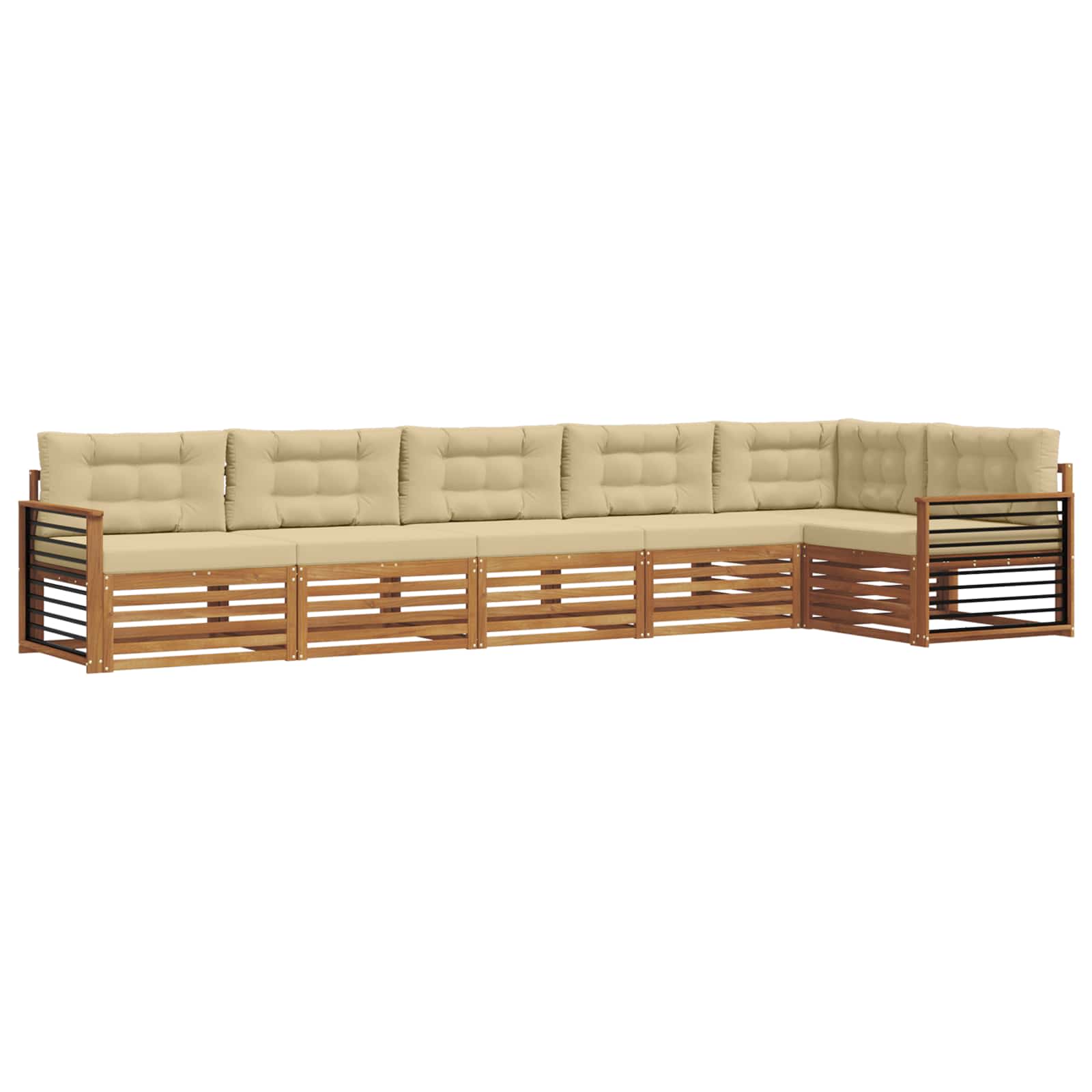Buiten bankenset met kussen 6 pcs Natuurlijk en Beige is nu te koop bij PeponiXL, paradijselijk wonen!