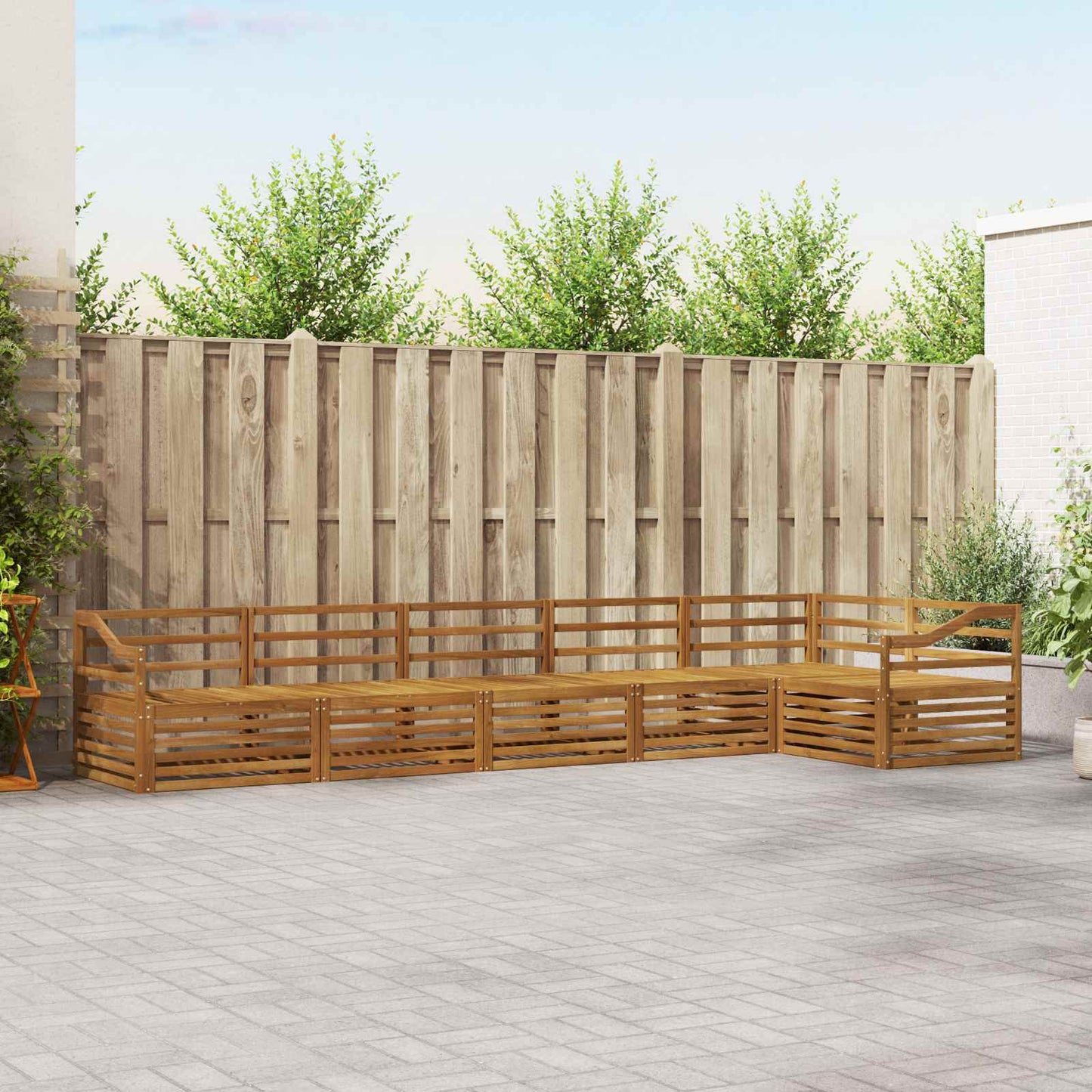 Buiten bankenset 6 pcs Naturel Massief Acaciahout is nu te koop bij PeponiXL, paradijselijk wonen!