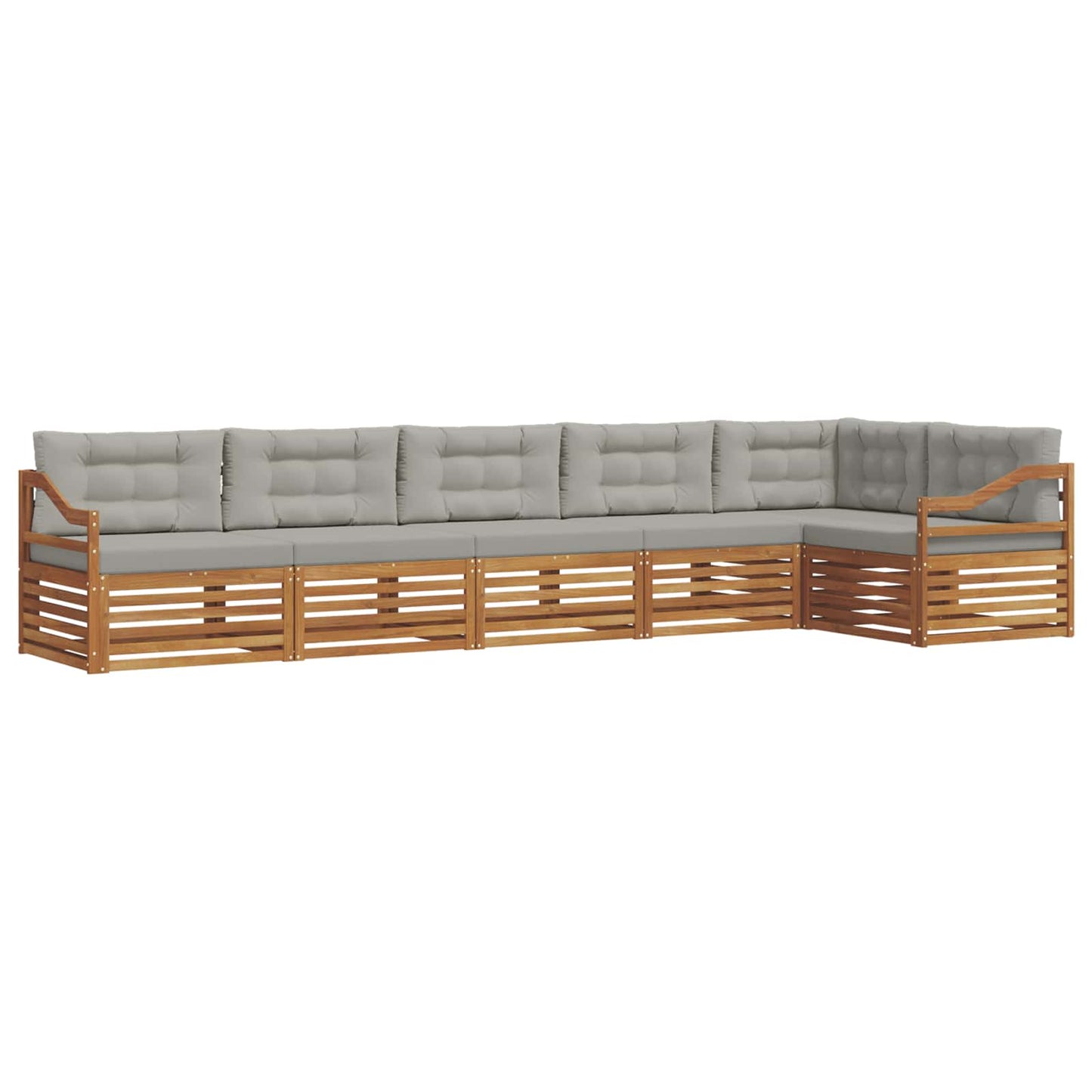Buiten bankenset met kussen 6 pcs Natuurlijk en Lichtgrijs is nu te koop bij PeponiXL, paradijselijk wonen!