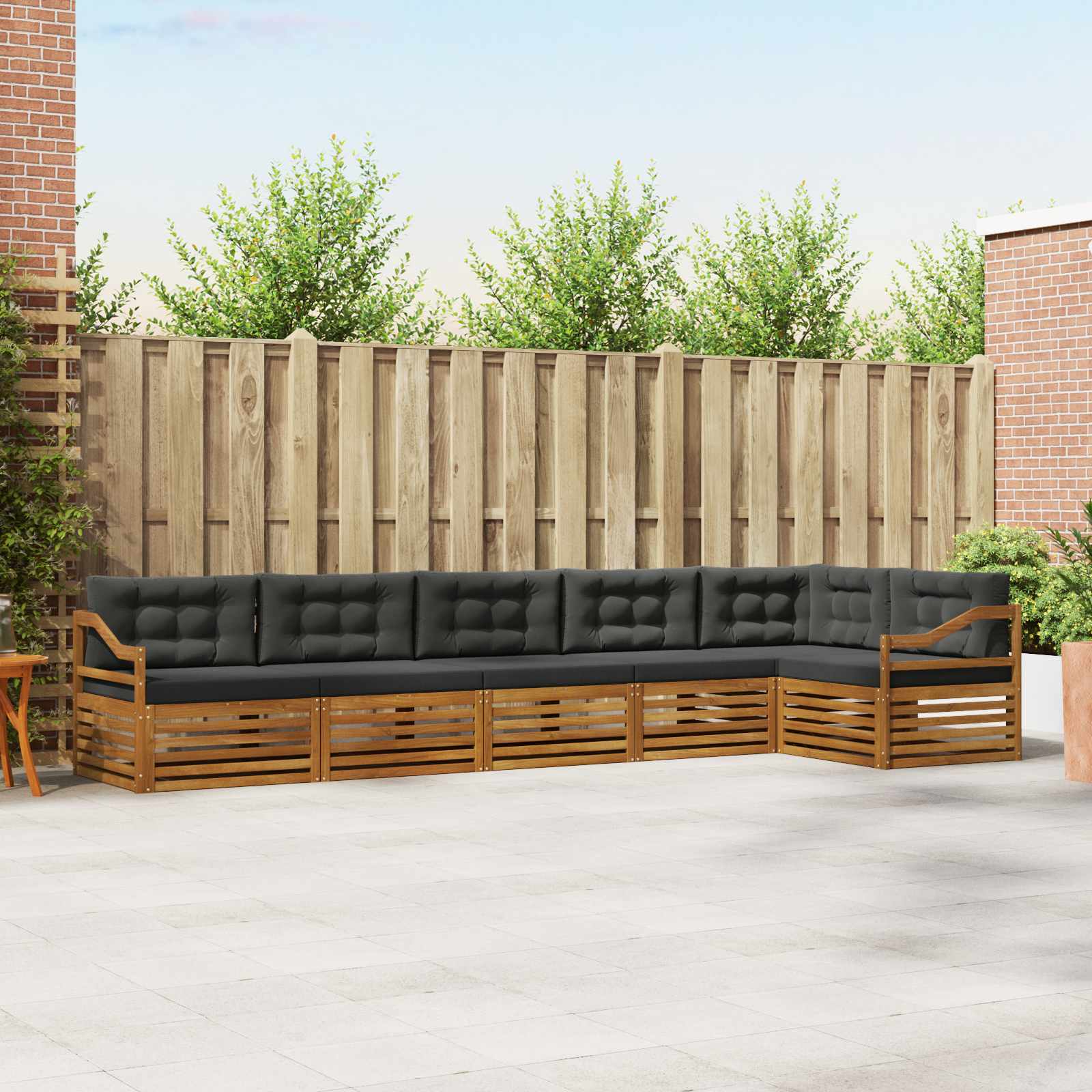 Buiten bankenset met kussen 6 pcs Natuurlijk en Antraciet is nu te koop bij PeponiXL, paradijselijk wonen!