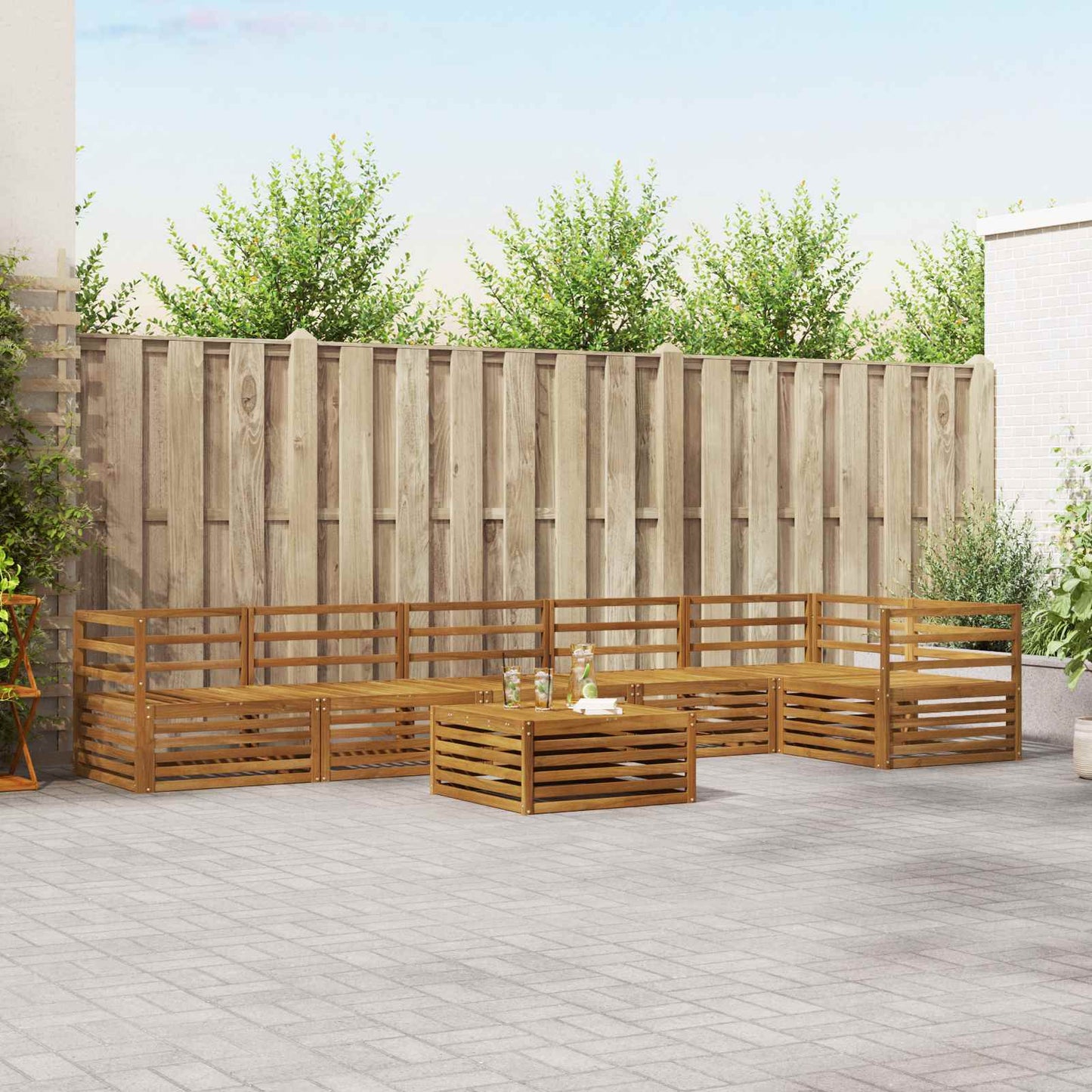 Buiten bankenset 7 pcs Naturel is nu te koop bij PeponiXL, paradijselijk wonen!