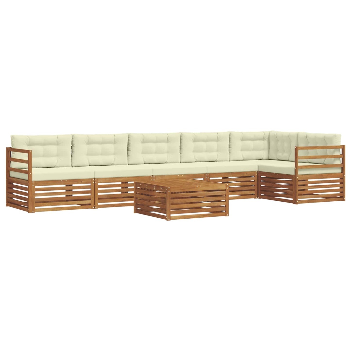Buiten bankenset met kussen 7 pcs Natuurlijk en Crème is nu te koop bij PeponiXL, paradijselijk wonen!