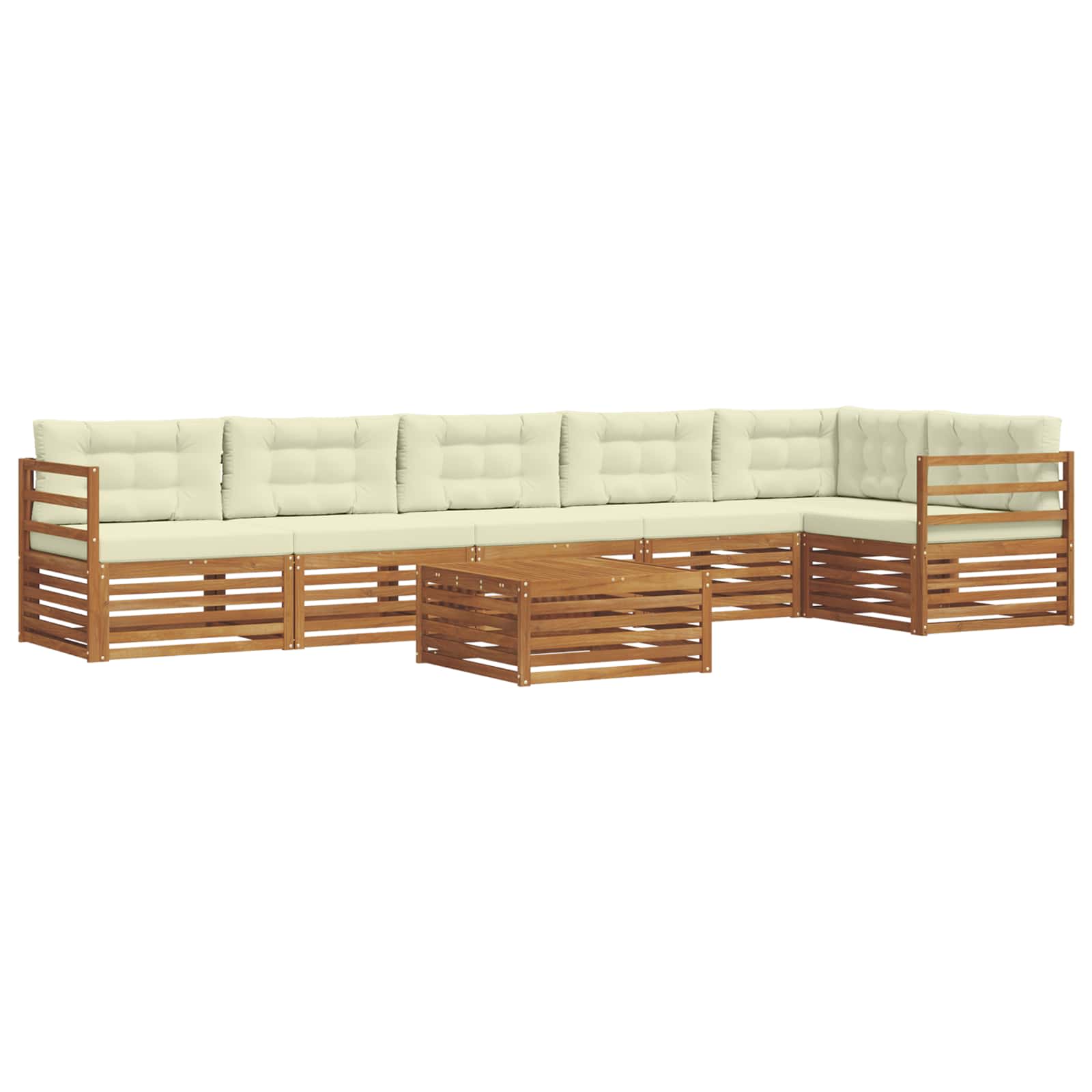 Buiten bankenset met kussen 7 pcs Natuurlijk en Crème is nu te koop bij PeponiXL, paradijselijk wonen!