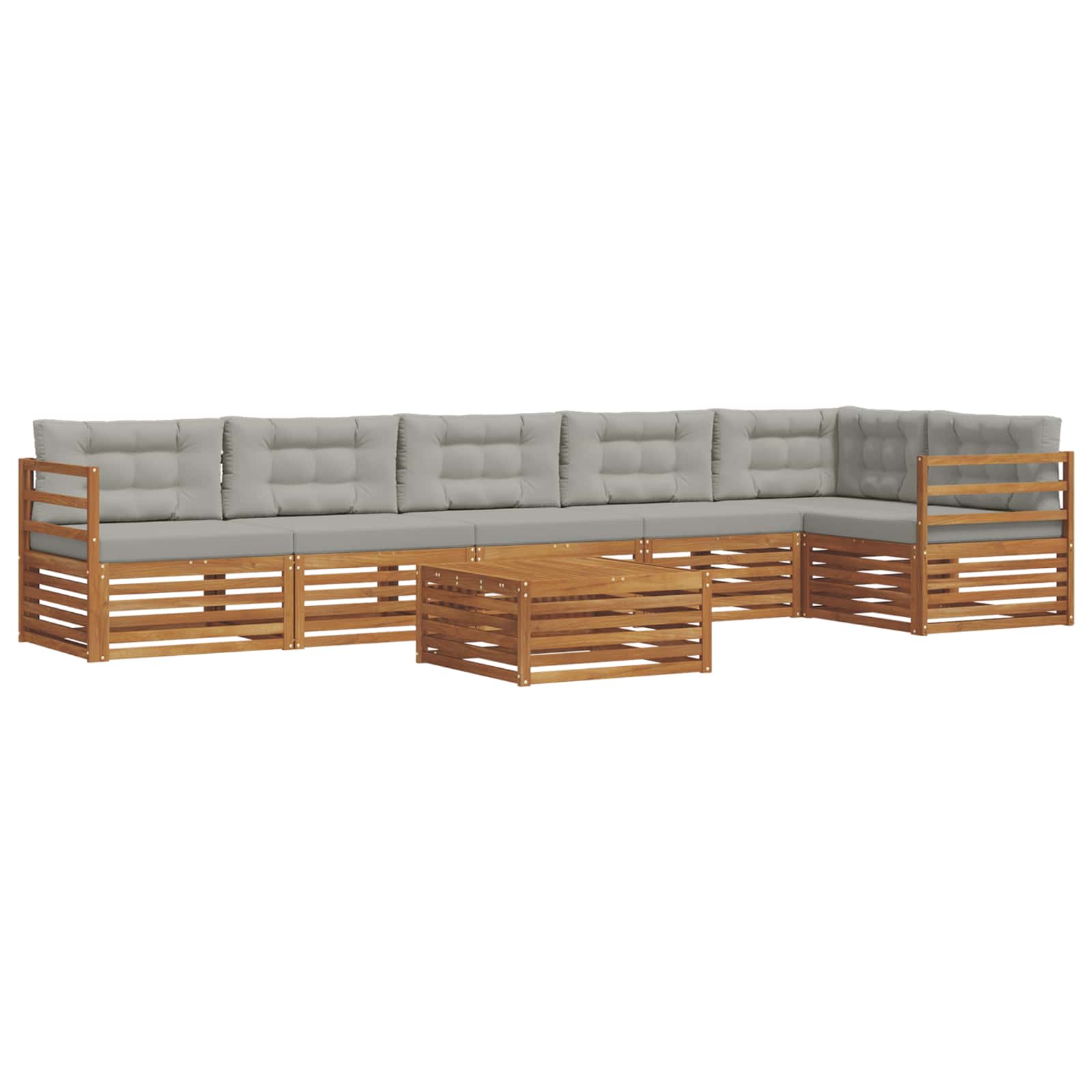 Buiten bankenset met kussen 7 pcs Natuurlijk en Lichtgrijs is nu te koop bij PeponiXL, paradijselijk wonen!