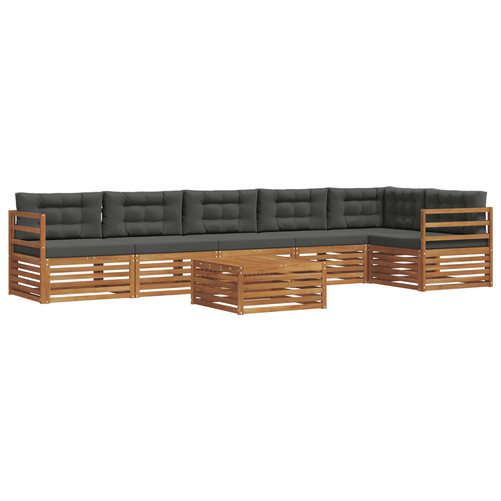 Buiten bankenset met kussen 7 pcs Natuurlijk en Antraciet is nu te koop bij PeponiXL, paradijselijk wonen!