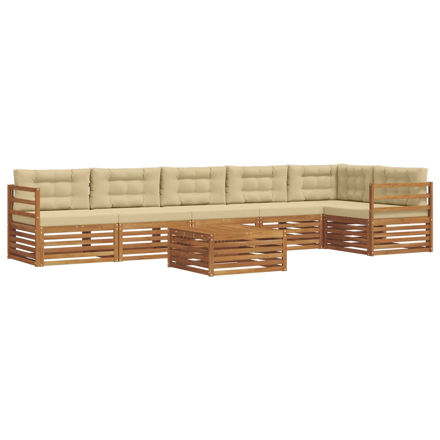 Buiten bankenset met kussen 7 pcs Natuurlijk en Beige is nu te koop bij PeponiXL, paradijselijk wonen!