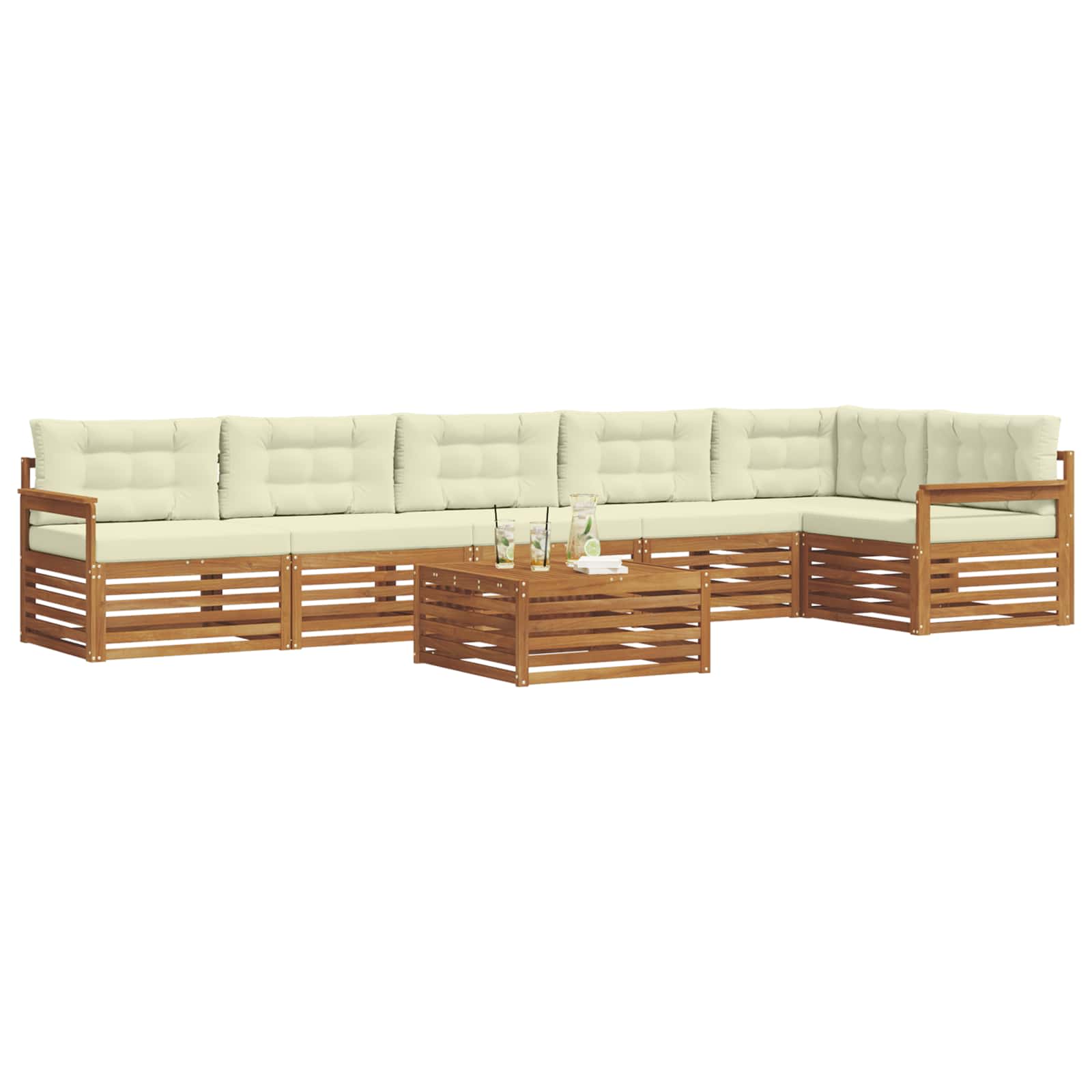 Buiten bankenset met kussen 7 pcs Natuurlijk en Crème is nu te koop bij PeponiXL, paradijselijk wonen!