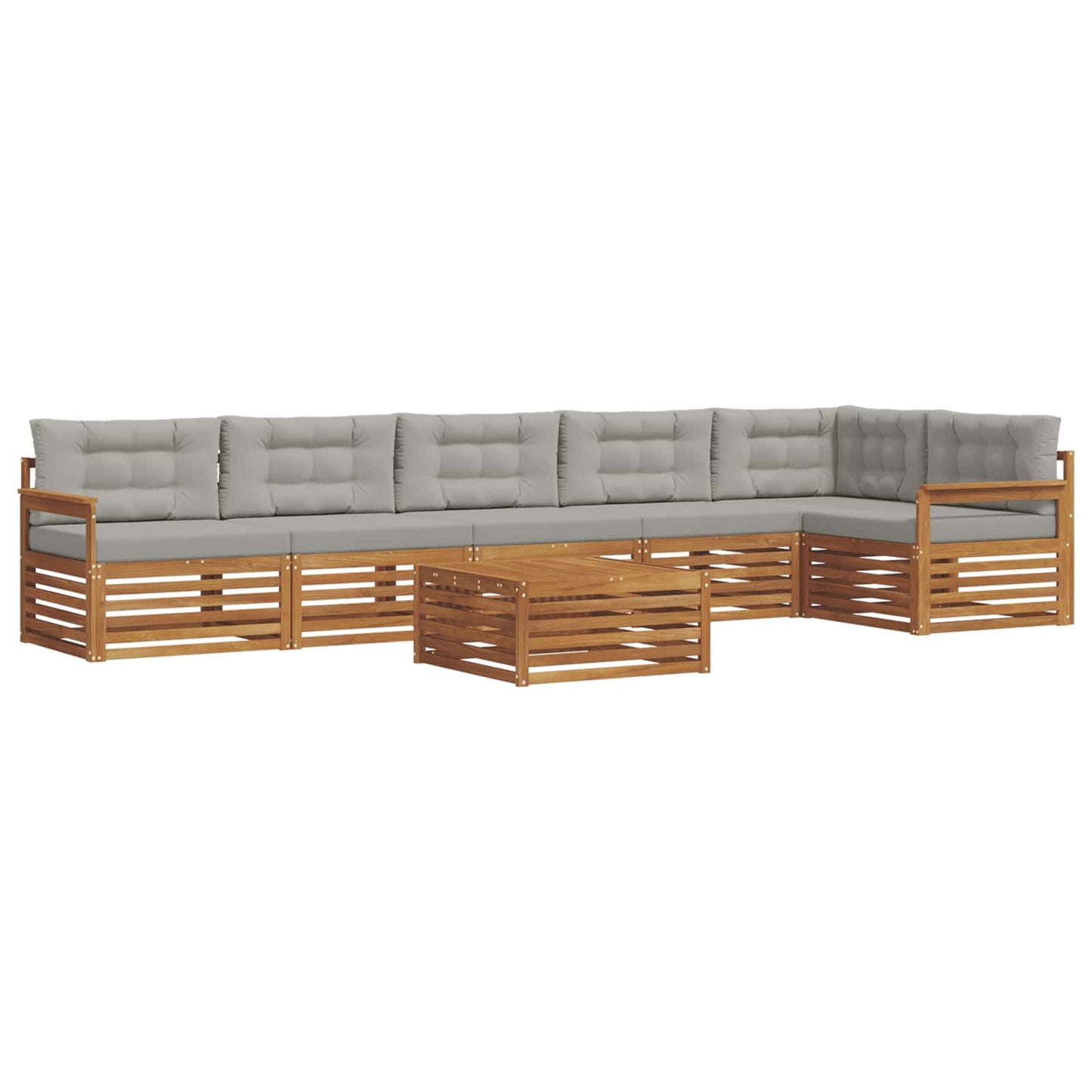 Buiten bankenset met kussen 7 pcs Natuurlijk en Lichtgrijs is nu te koop bij PeponiXL, paradijselijk wonen!