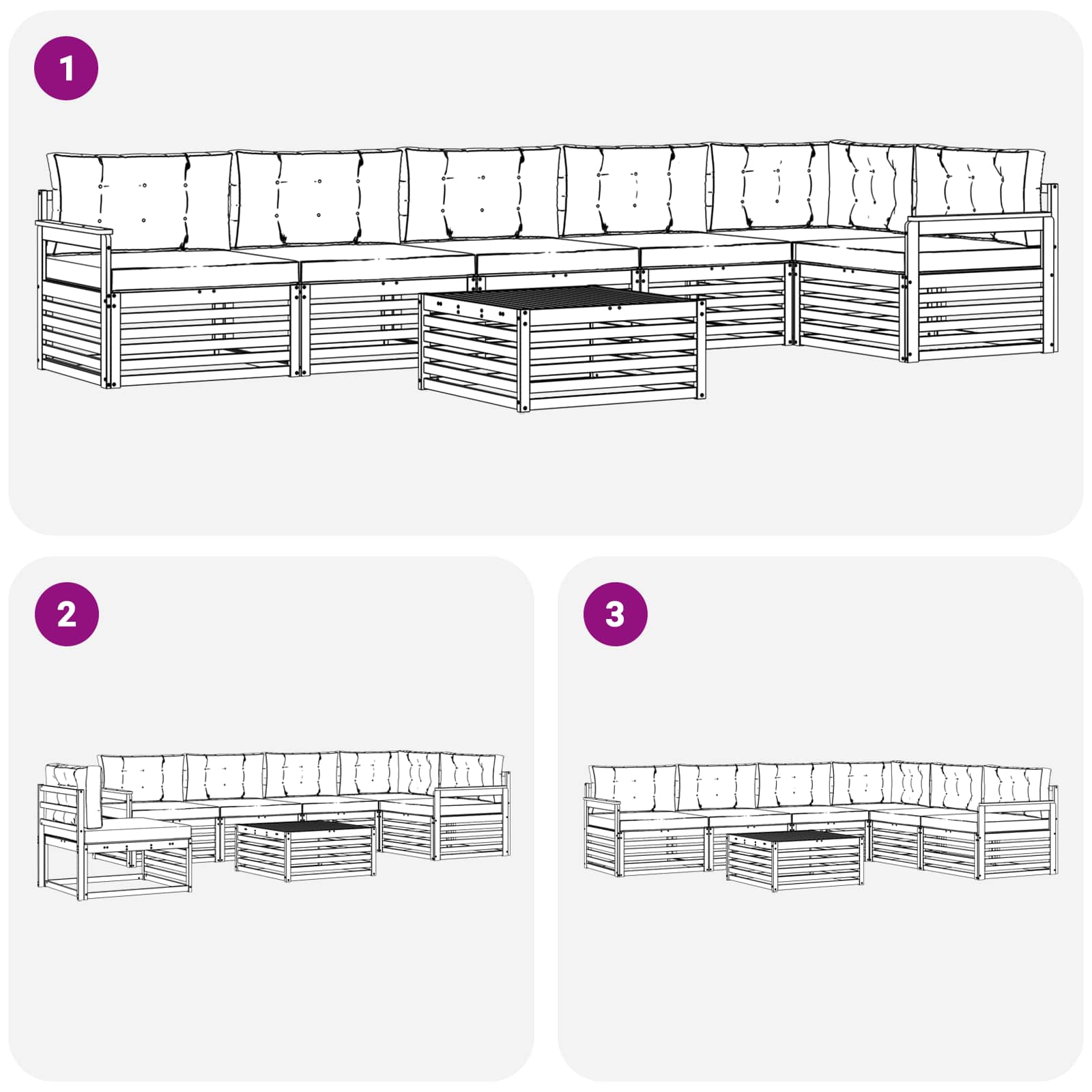Buiten bankenset met kussen 7 pcs Natuurlijk en Lichtgrijs is nu te koop bij PeponiXL, paradijselijk wonen!