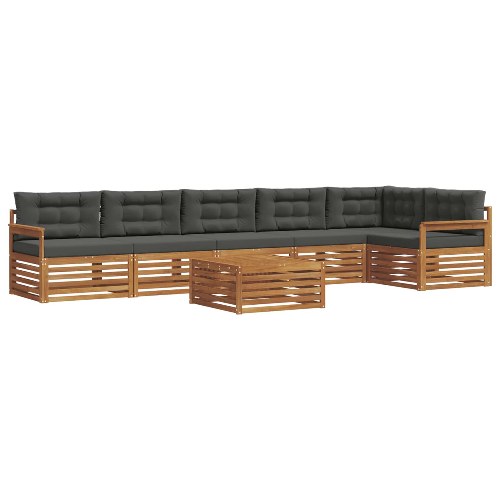 Buiten bankenset met kussen 7 pcs Natuurlijk en Antraciet is nu te koop bij PeponiXL, paradijselijk wonen!