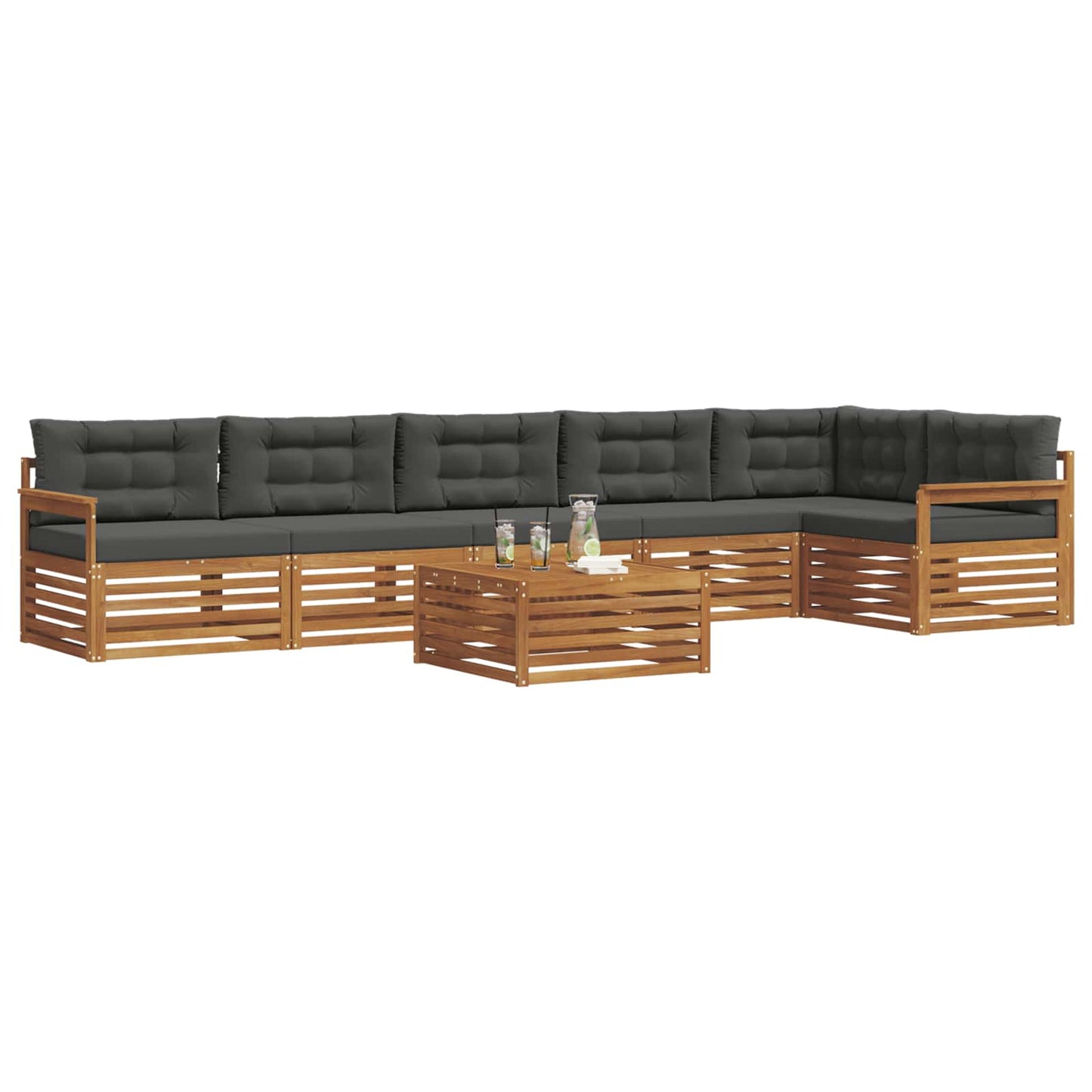 Buiten bankenset met kussen 7 pcs Natuurlijk en Antraciet is nu te koop bij PeponiXL, paradijselijk wonen!