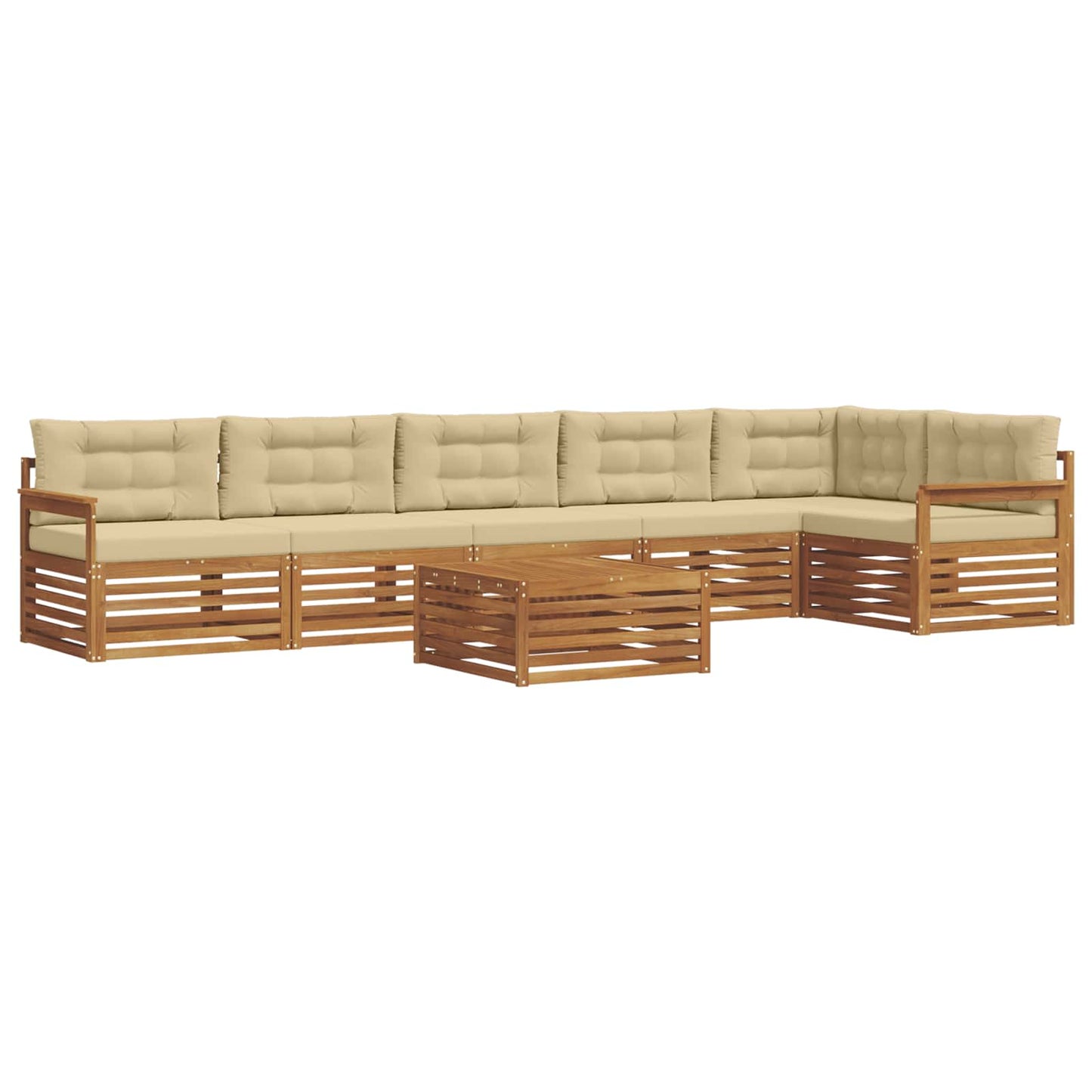 Buiten bankenset met kussen 7 pcs Natuurlijk en Beige is nu te koop bij PeponiXL, paradijselijk wonen!