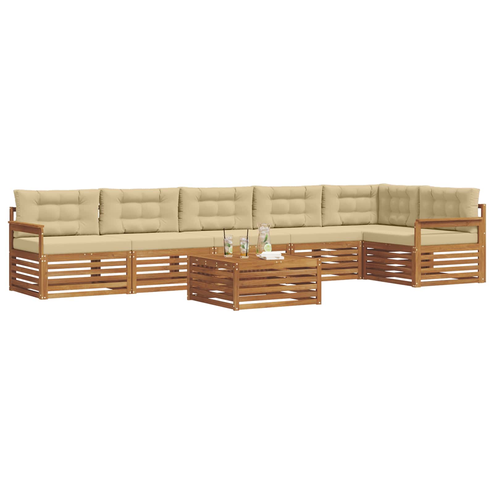 Buiten bankenset met kussen 7 pcs Natuurlijk en Beige is nu te koop bij PeponiXL, paradijselijk wonen!