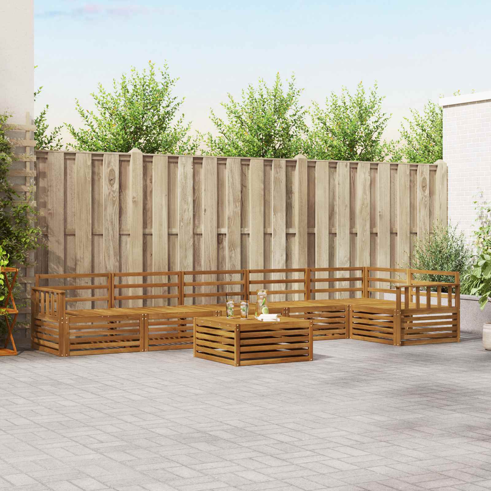 Buiten bankenset 7 pcs Naturel is nu te koop bij PeponiXL, paradijselijk wonen!