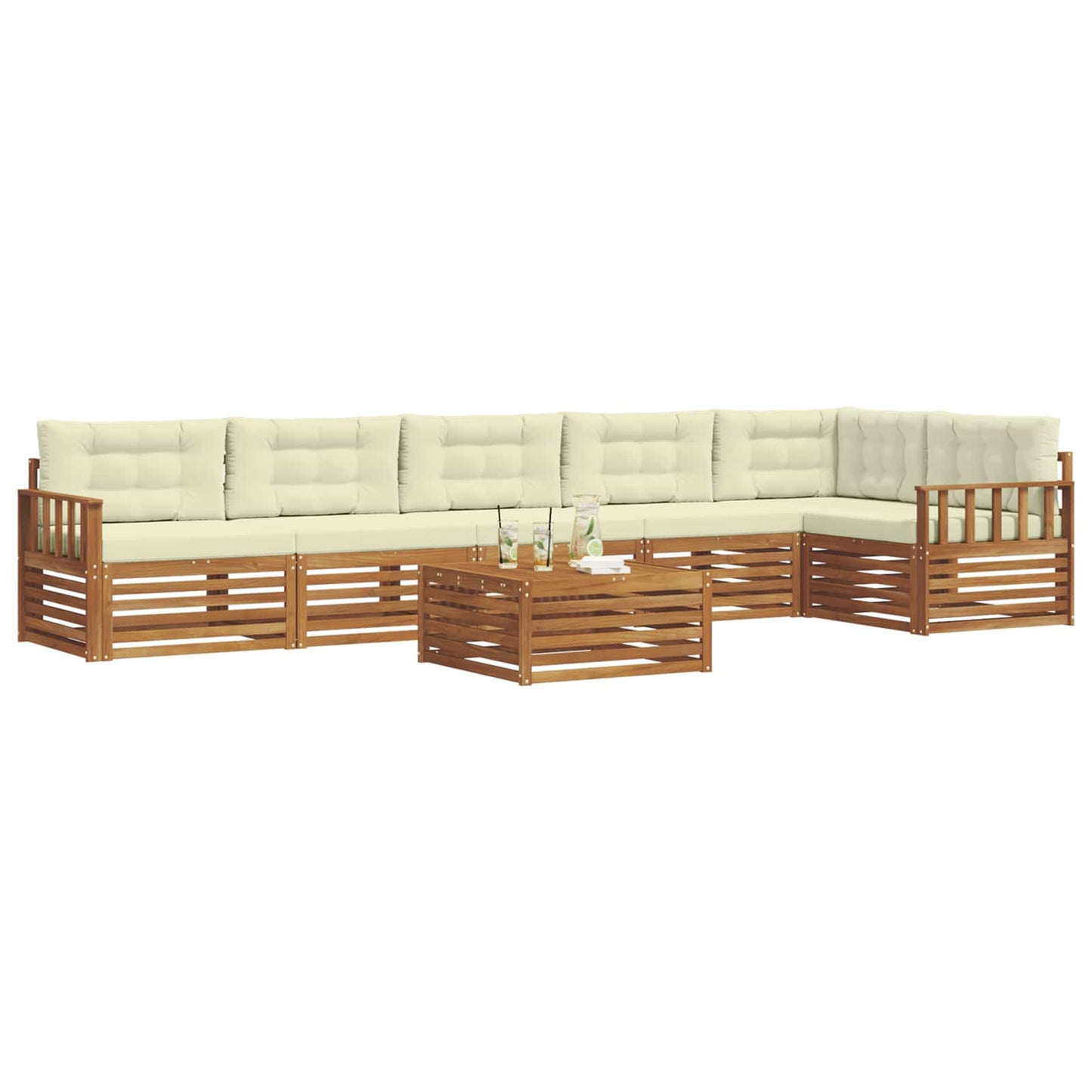 Buiten bankenset met kussen 7 pcs Natuurlijk en Crème is nu te koop bij PeponiXL, paradijselijk wonen!