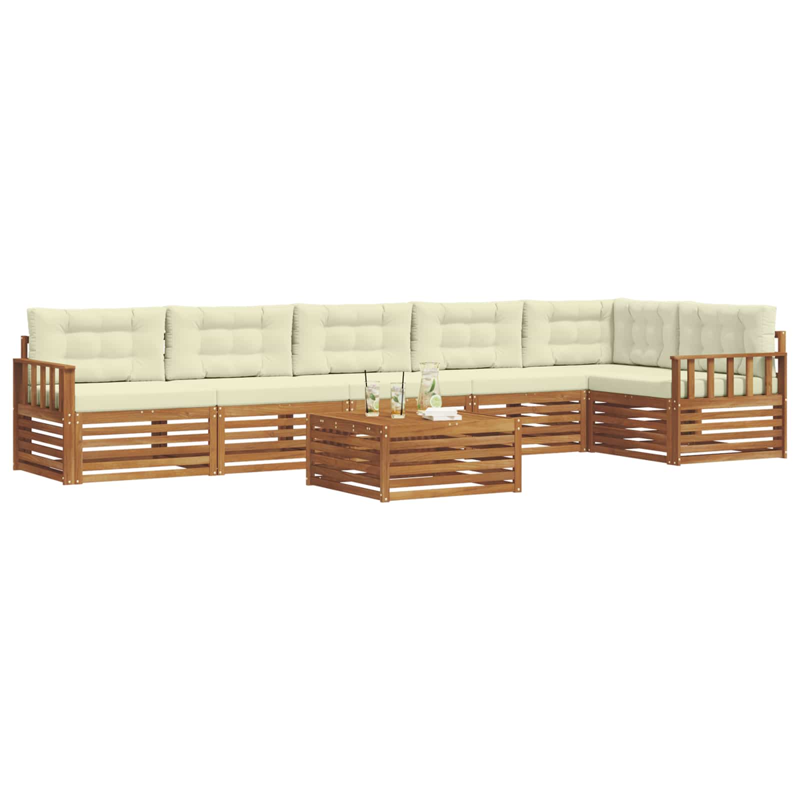 Buiten bankenset met kussen 7 pcs Natuurlijk en Crème is nu te koop bij PeponiXL, paradijselijk wonen!