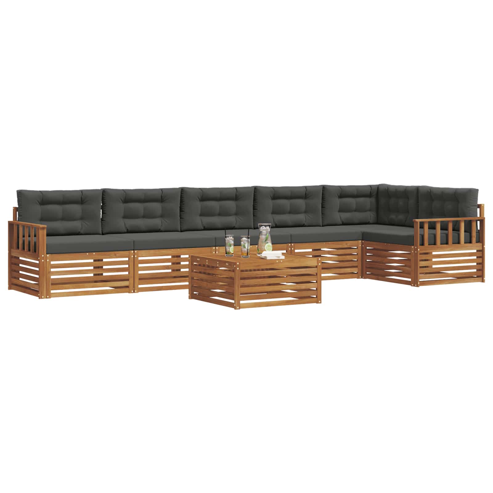 Buiten bankenset met kussen 7 pcs Natuurlijk en Antraciet is nu te koop bij PeponiXL, paradijselijk wonen!