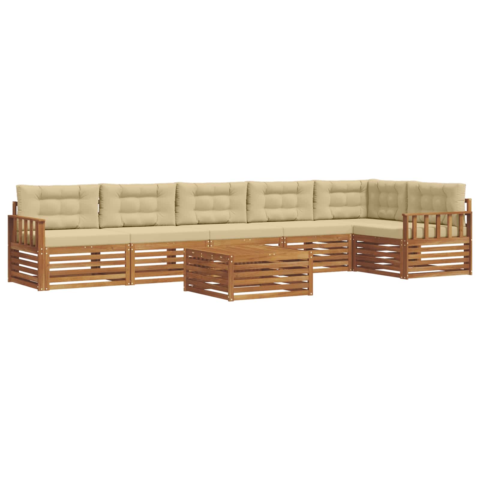 Buiten bankenset met kussen 7 pcs Natuurlijk en Beige is nu te koop bij PeponiXL, paradijselijk wonen!