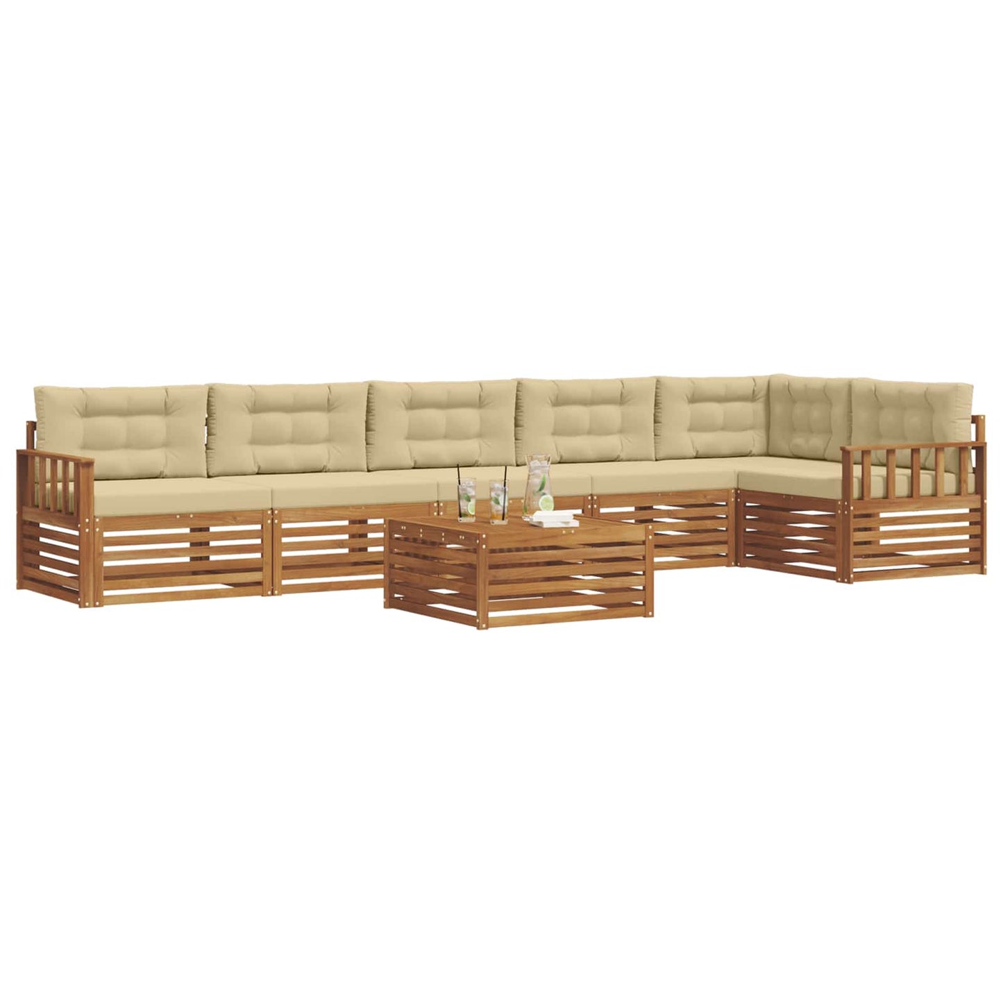 Buiten bankenset met kussen 7 pcs Natuurlijk en Beige is nu te koop bij PeponiXL, paradijselijk wonen!
