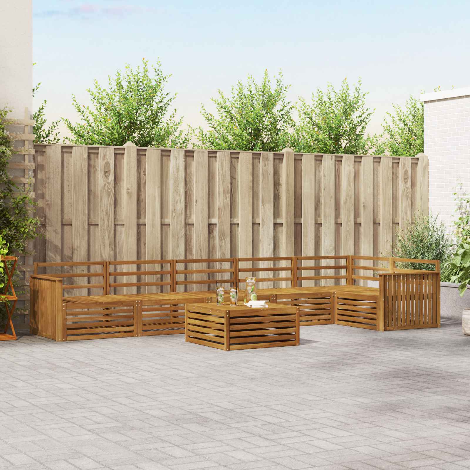 Buiten bankenset 7 pcs Naturel is nu te koop bij PeponiXL, paradijselijk wonen!