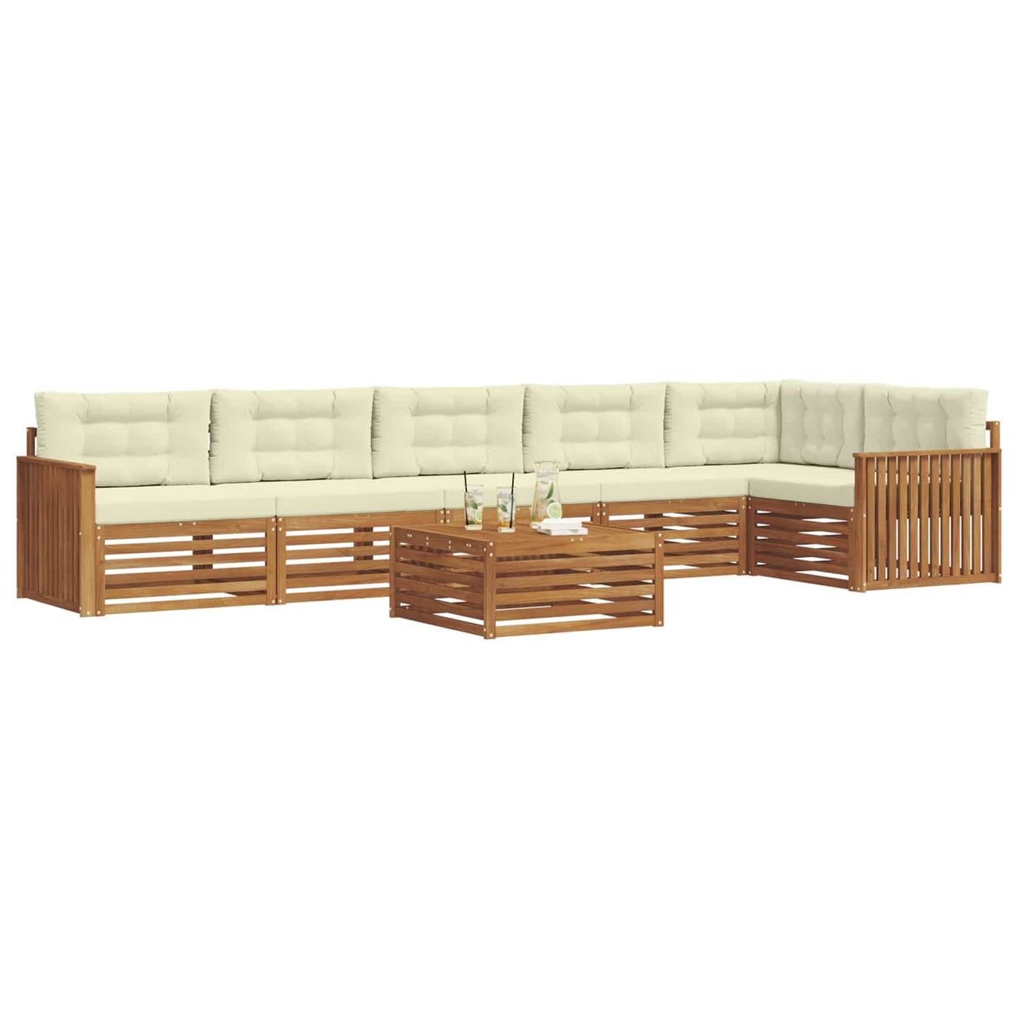 Buiten bankenset met kussen 7 pcs Natuurlijk en Crème is nu te koop bij PeponiXL, paradijselijk wonen!