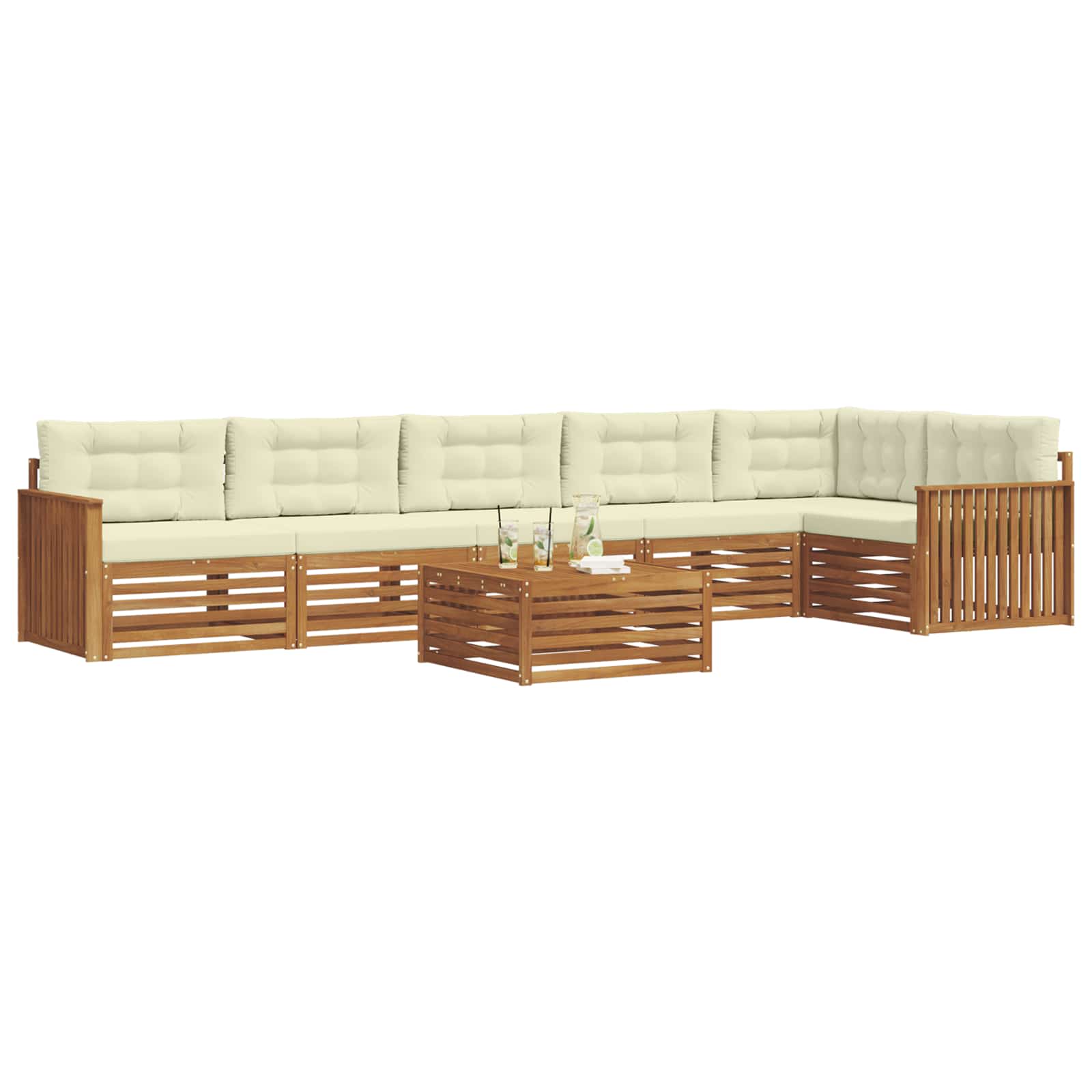 Buiten bankenset met kussen 7 pcs Natuurlijk en Crème is nu te koop bij PeponiXL, paradijselijk wonen!
