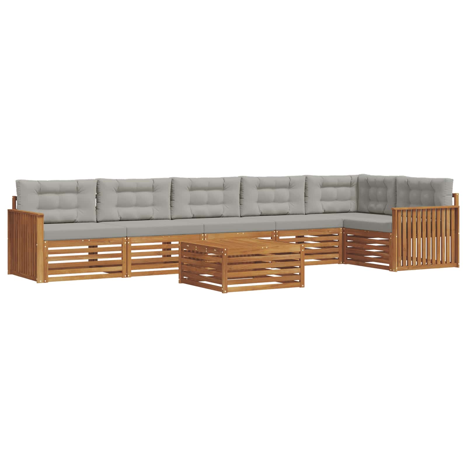 Buiten bankenset met kussen 7 pcs Natuurlijk en Lichtgrijs is nu te koop bij PeponiXL, paradijselijk wonen!