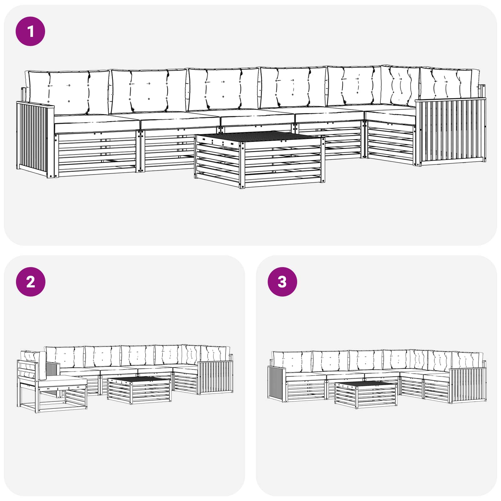 Buiten bankenset met kussen 7 pcs Natuurlijk en Lichtgrijs is nu te koop bij PeponiXL, paradijselijk wonen!