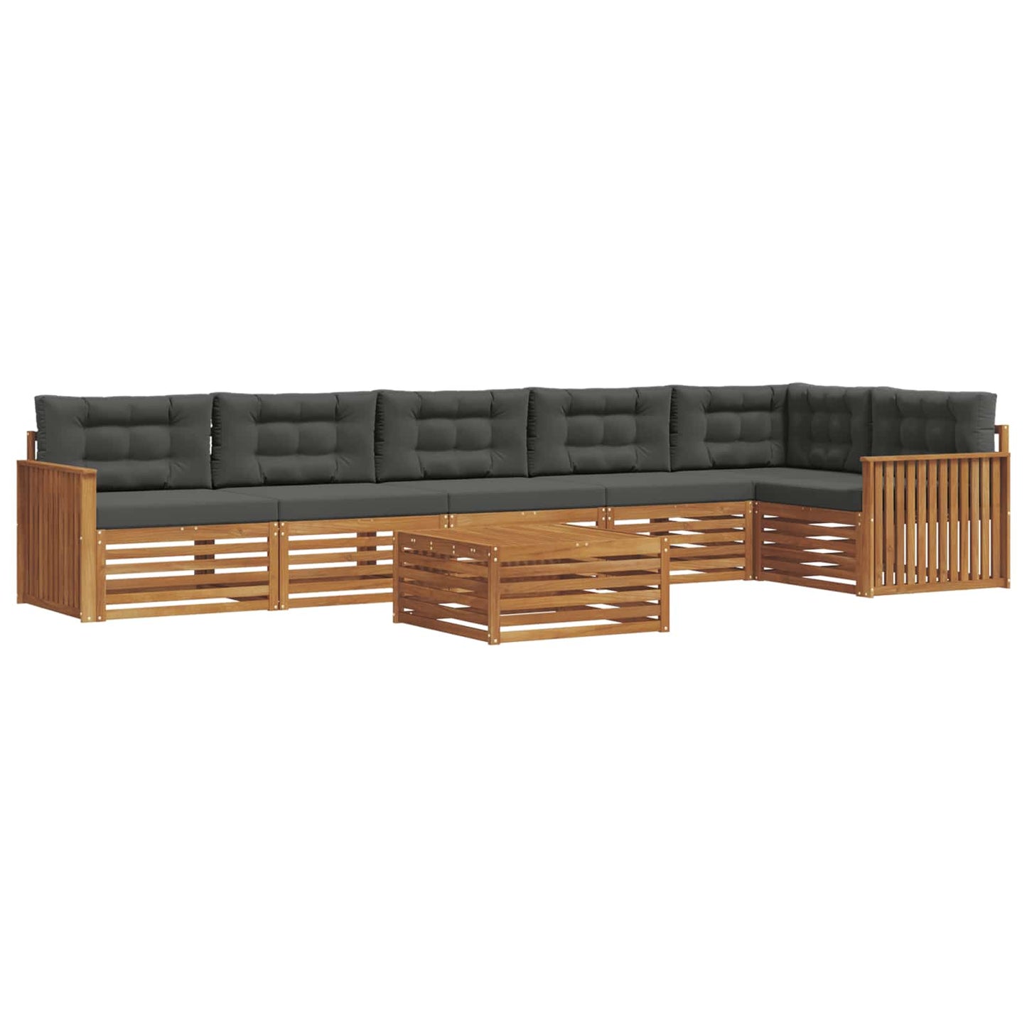 Buiten bankenset met kussen 7 pcs Natuurlijk en Antraciet is nu te koop bij PeponiXL, paradijselijk wonen!