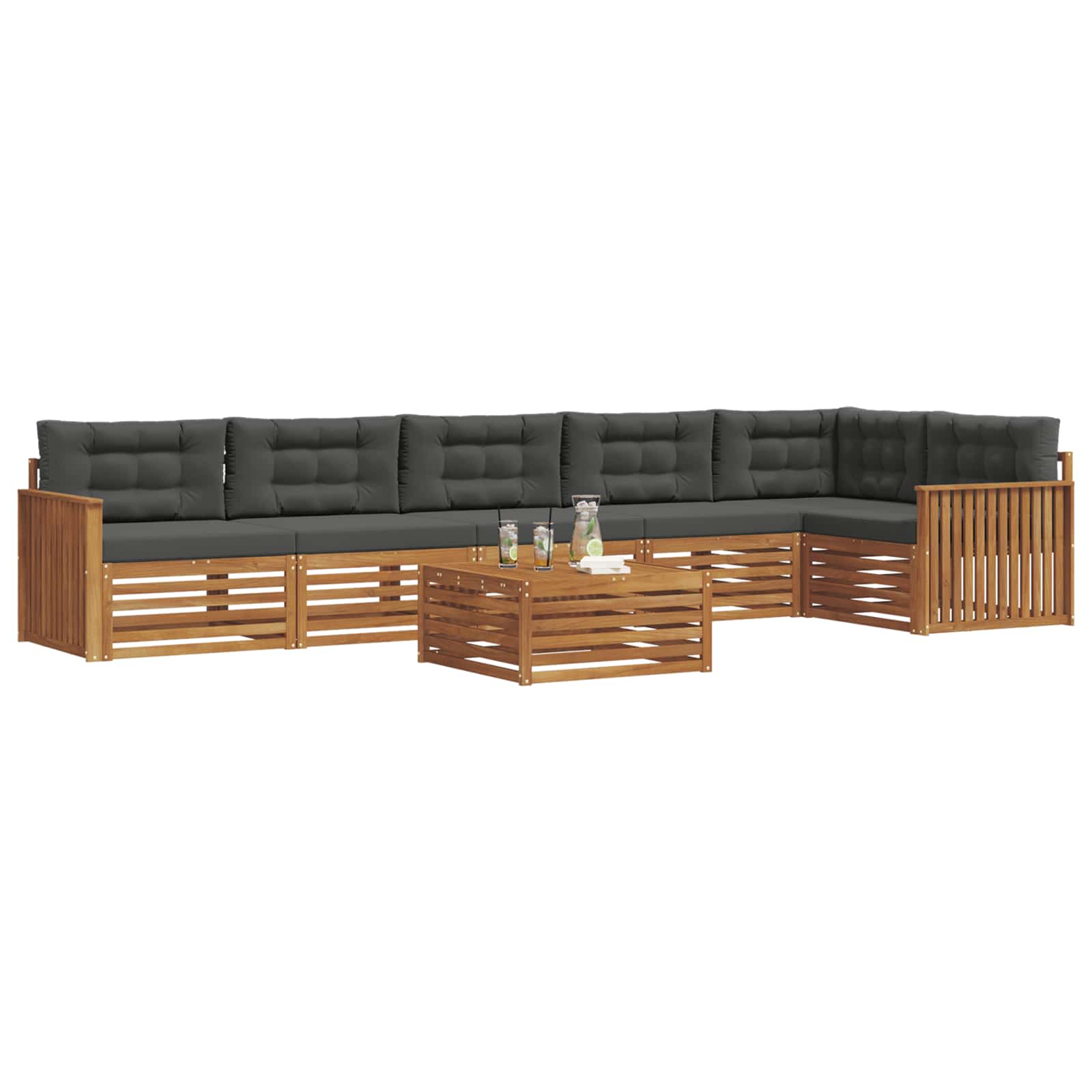 Buiten bankenset met kussen 7 pcs Natuurlijk en Antraciet is nu te koop bij PeponiXL, paradijselijk wonen!