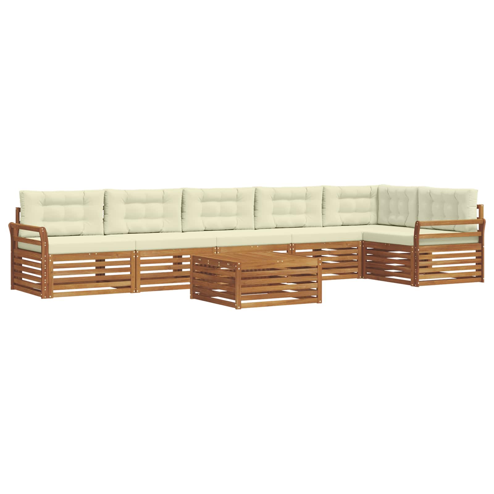Buiten bankenset met kussen 7 pcs Natuurlijk en Crème is nu te koop bij PeponiXL, paradijselijk wonen!