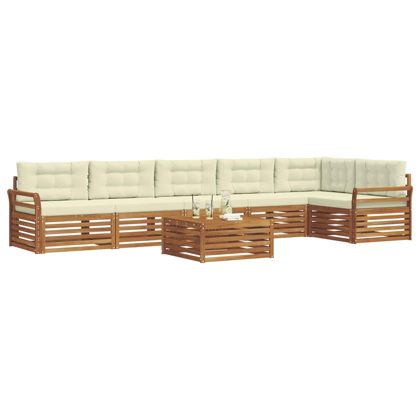 Buiten bankenset met kussen 7 pcs Natuurlijk en Crème is nu te koop bij PeponiXL, paradijselijk wonen!