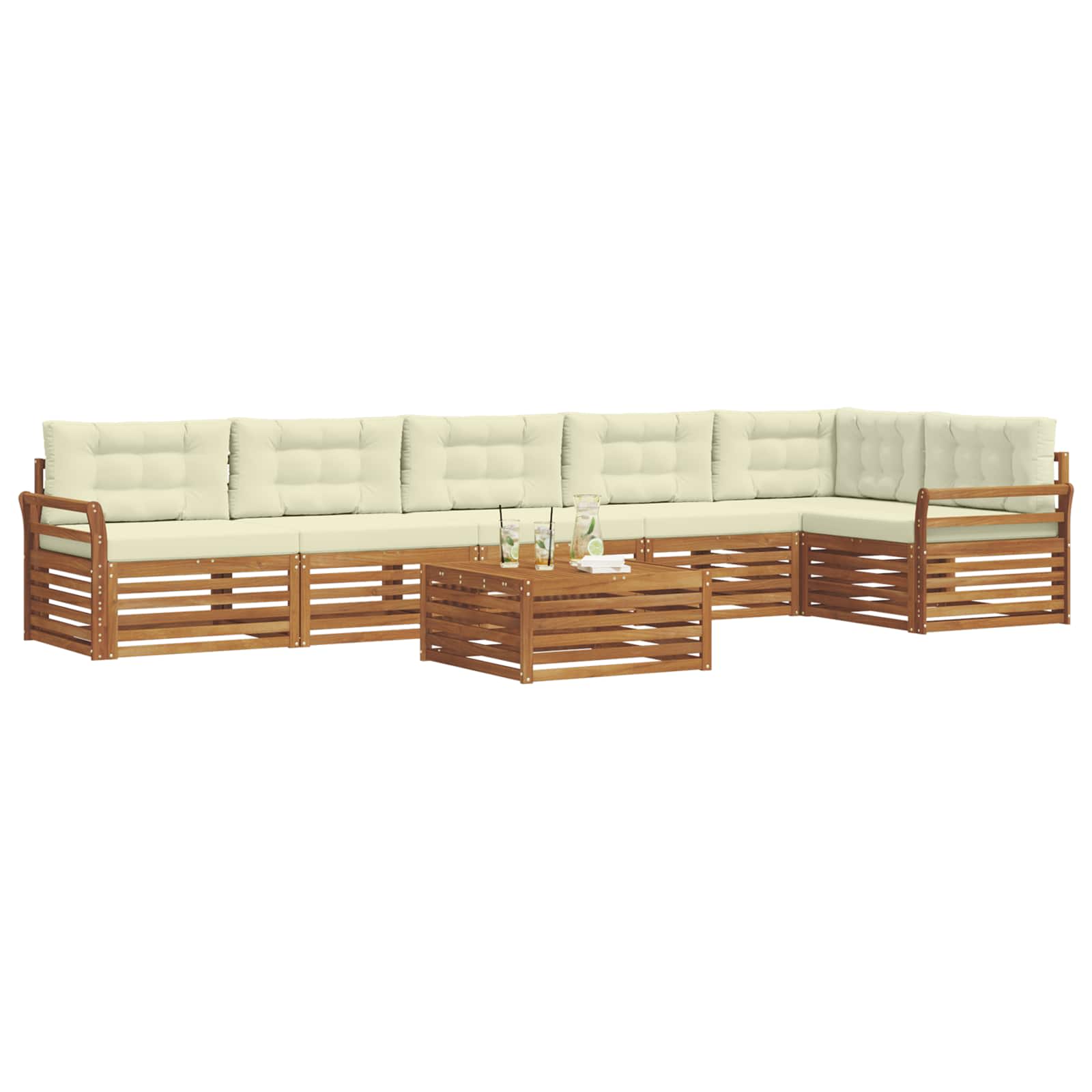 Buiten bankenset met kussen 7 pcs Natuurlijk en Crème is nu te koop bij PeponiXL, paradijselijk wonen!