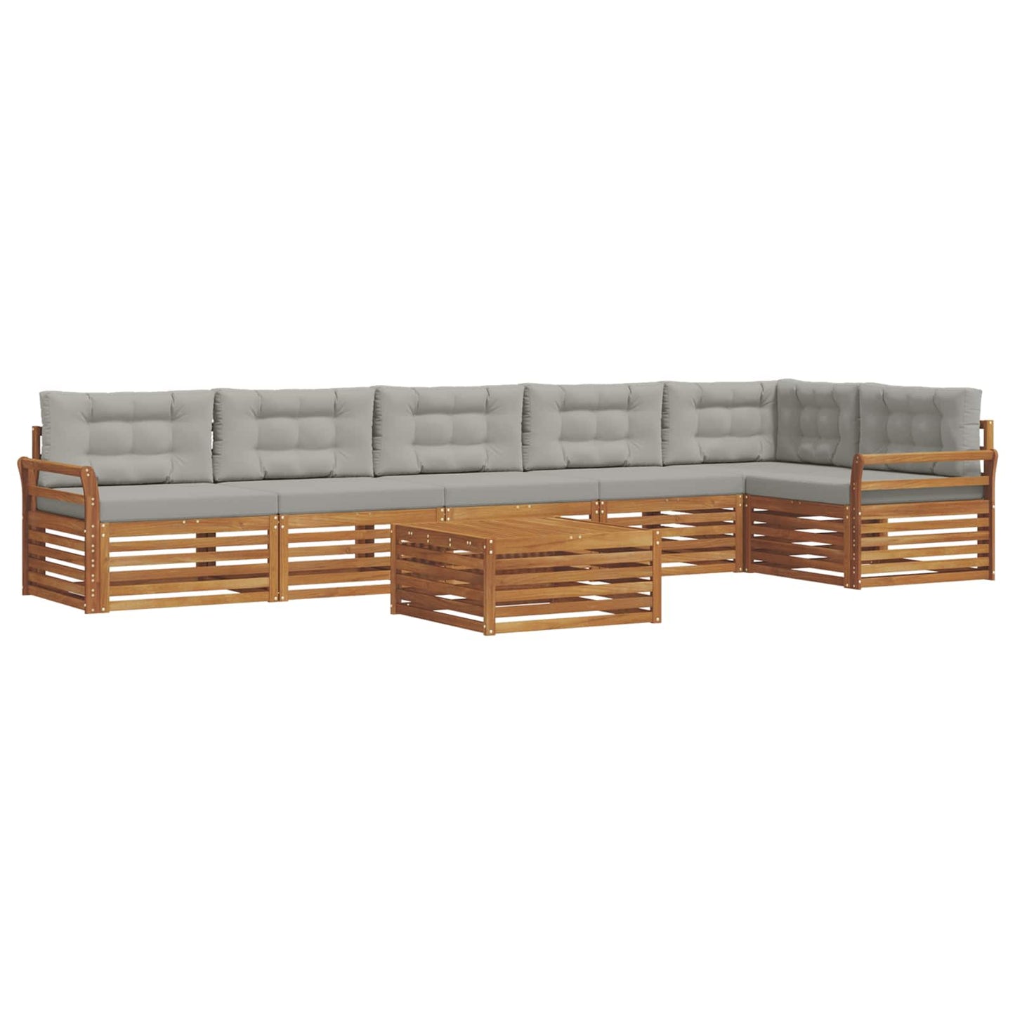 Buiten bankenset met kussen 7 pcs Natuurlijk en Lichtgrijs is nu te koop bij PeponiXL, paradijselijk wonen!
