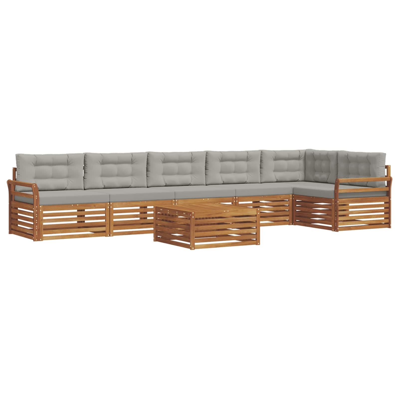 Buiten bankenset met kussen 7 pcs Natuurlijk en Lichtgrijs is nu te koop bij PeponiXL, paradijselijk wonen!
