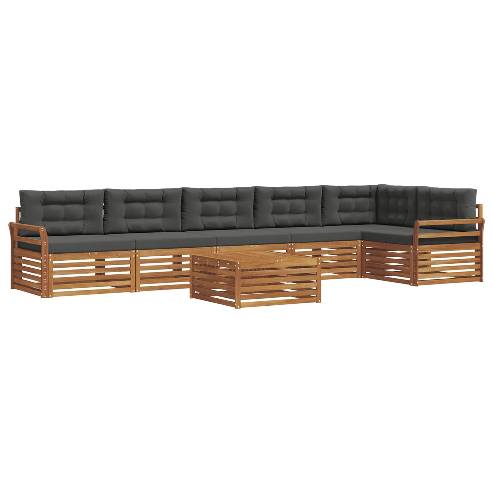 Buiten bankenset met kussen 7 pcs Natuurlijk en Antraciet is nu te koop bij PeponiXL, paradijselijk wonen!